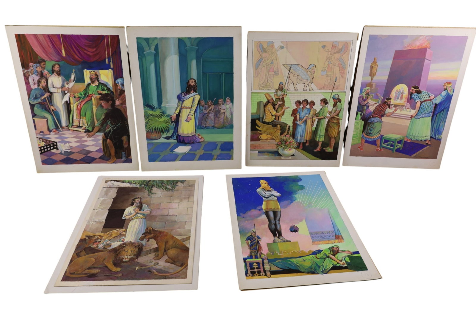 GROUPING OF RELIGIOUS GOUACHES: SIGNED P. J. RENNINGS. UNFRAMED RELIGIOUS GOUACHES. 10" x 14" IMAGE SIZE