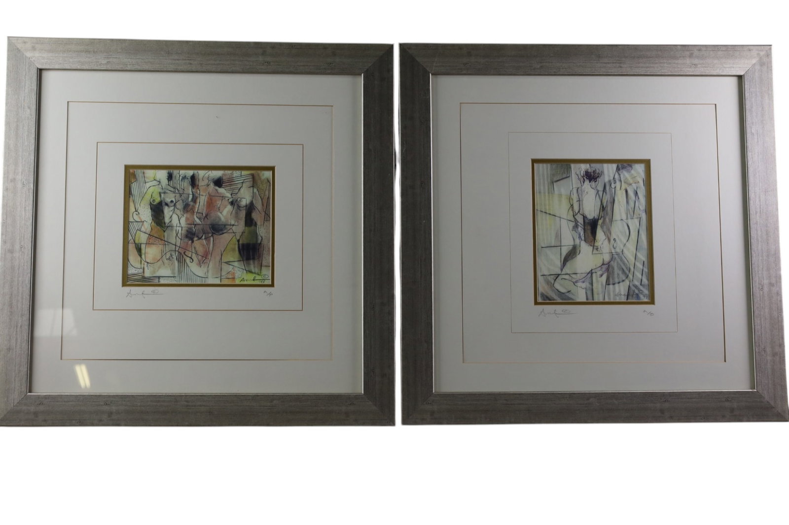 PAIR OF SADEGH AREF ARTSIT PROOFS: PAIR OF SADEGH AREF ARTIST PROOFS, SIGNED AND DATED 1997 & 1998. 20" x 20" IMAGE SIZE / 23 1/2" x 23 1/2" IN FRAME.