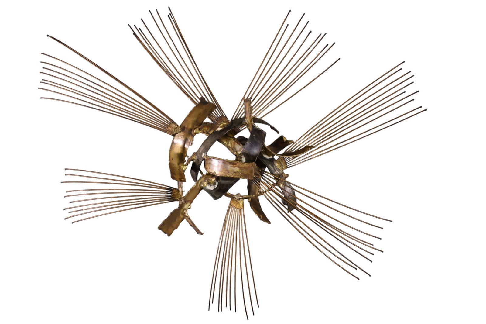 ABSTRACT TORCH CUT SCULPTURE: LARGE MID CENTURY MODERN TORCH CUT SCULPTURE, SIGNED SWANEE MORRIS, DATED 1974. 43" W x 36" H. THIS ITEM EXCEEDS SIZE, WEIGHT, AND OR FRAGILITY LIMITATIONS FOR IN HOUSE SHIPPING, MUST BE PICKED UP IN