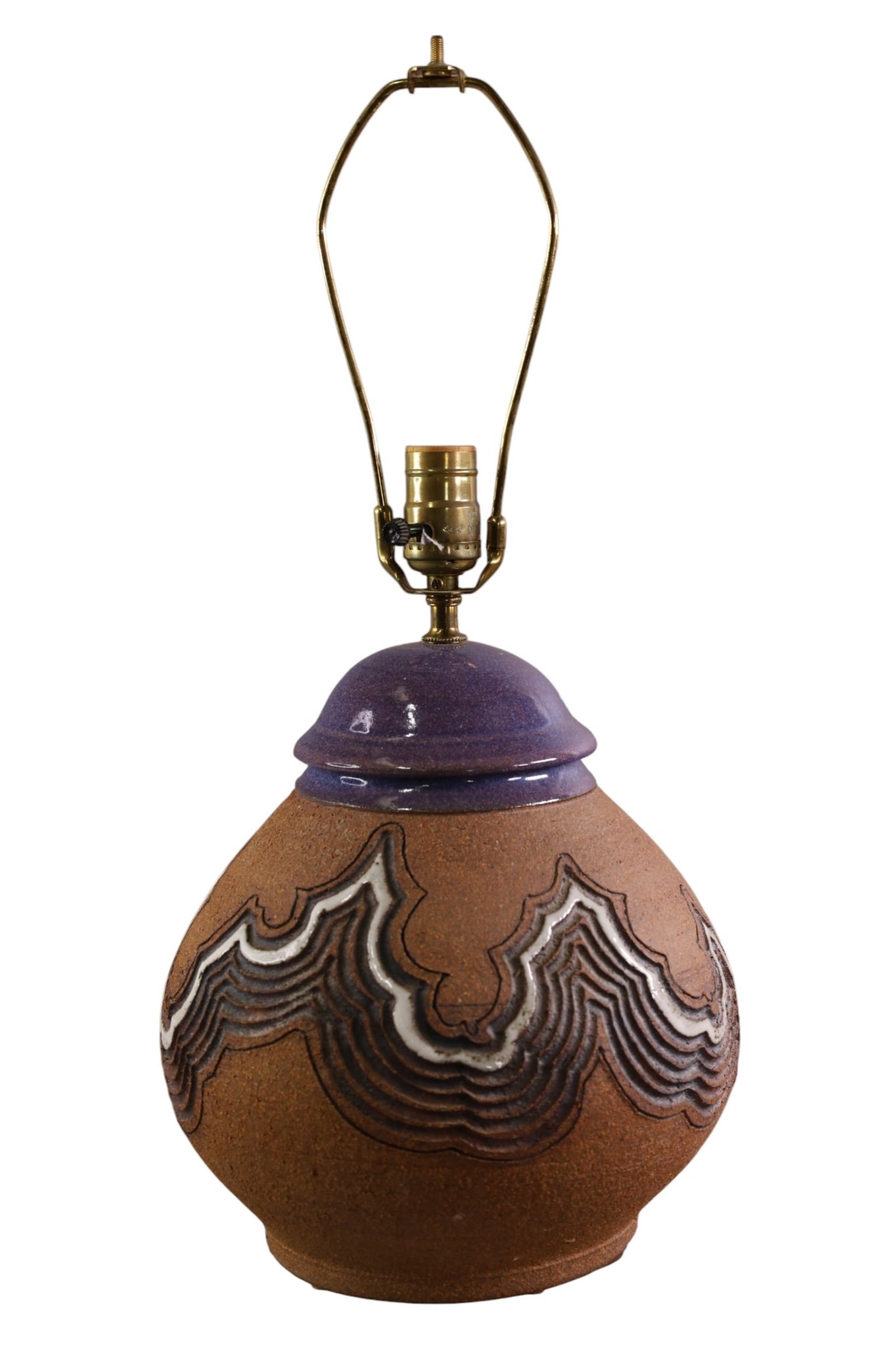 TIM AHHNE POTTERY LAMP: MID CENTURY MODERN POTTERY LAMP, SINGED TIM AHHNE. 21 1/2" H.