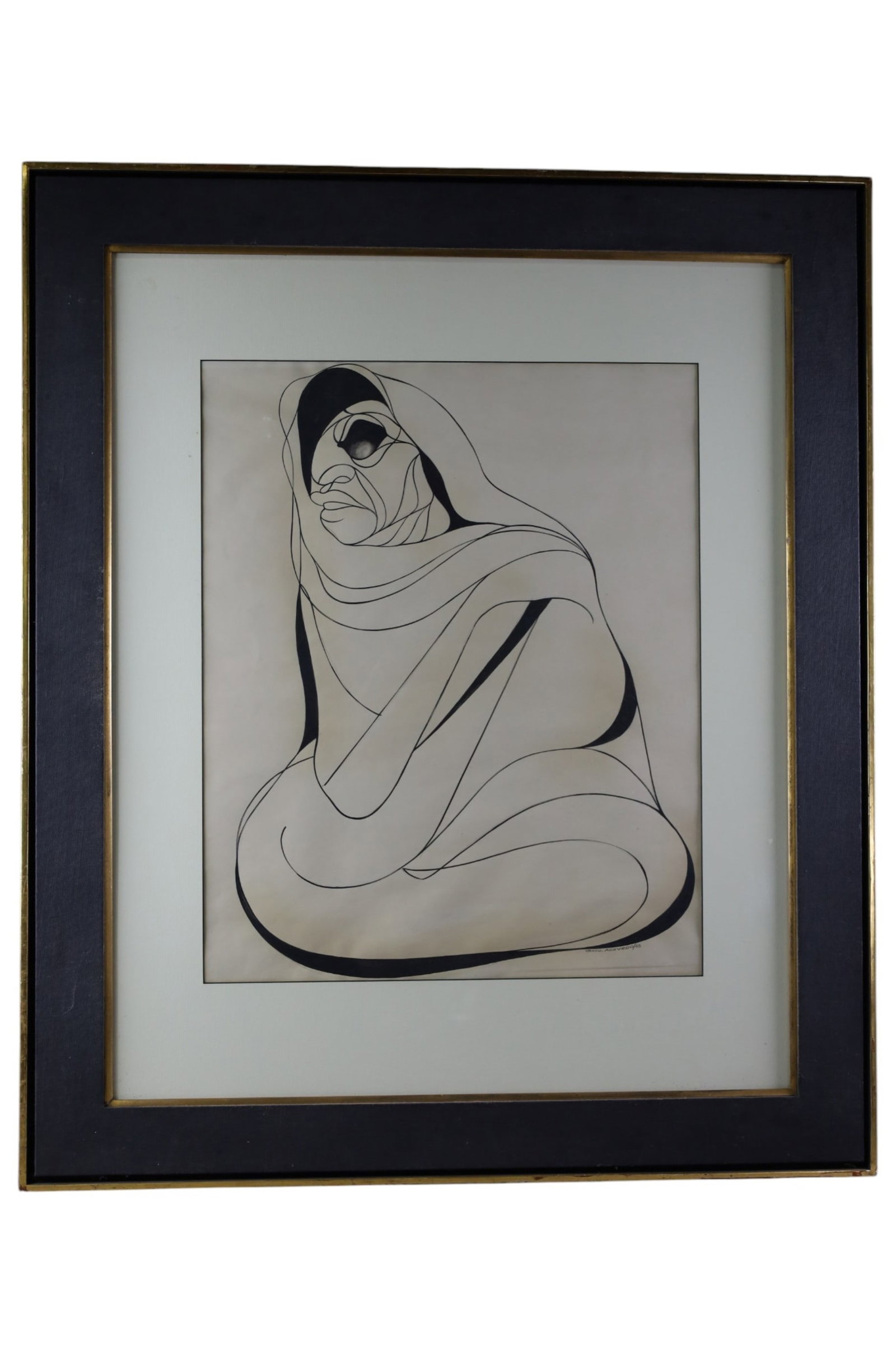 GUILLERMO ACEVEDO MIXED MEDIA PAINTING: LARGE MIXED MEDIA PAINTING, SIGNED LOWER RIGHT, 19" x 23" IMAGE SIZE / 32 1/2" x 38 1/2" IN FRAME . THIS ITEM EXCEEDS SIZE, WEIGHT, AND OR FRAGILITY LIMITATIONS FOR IN HOUSE SHIPPING, MUST BE PICKED