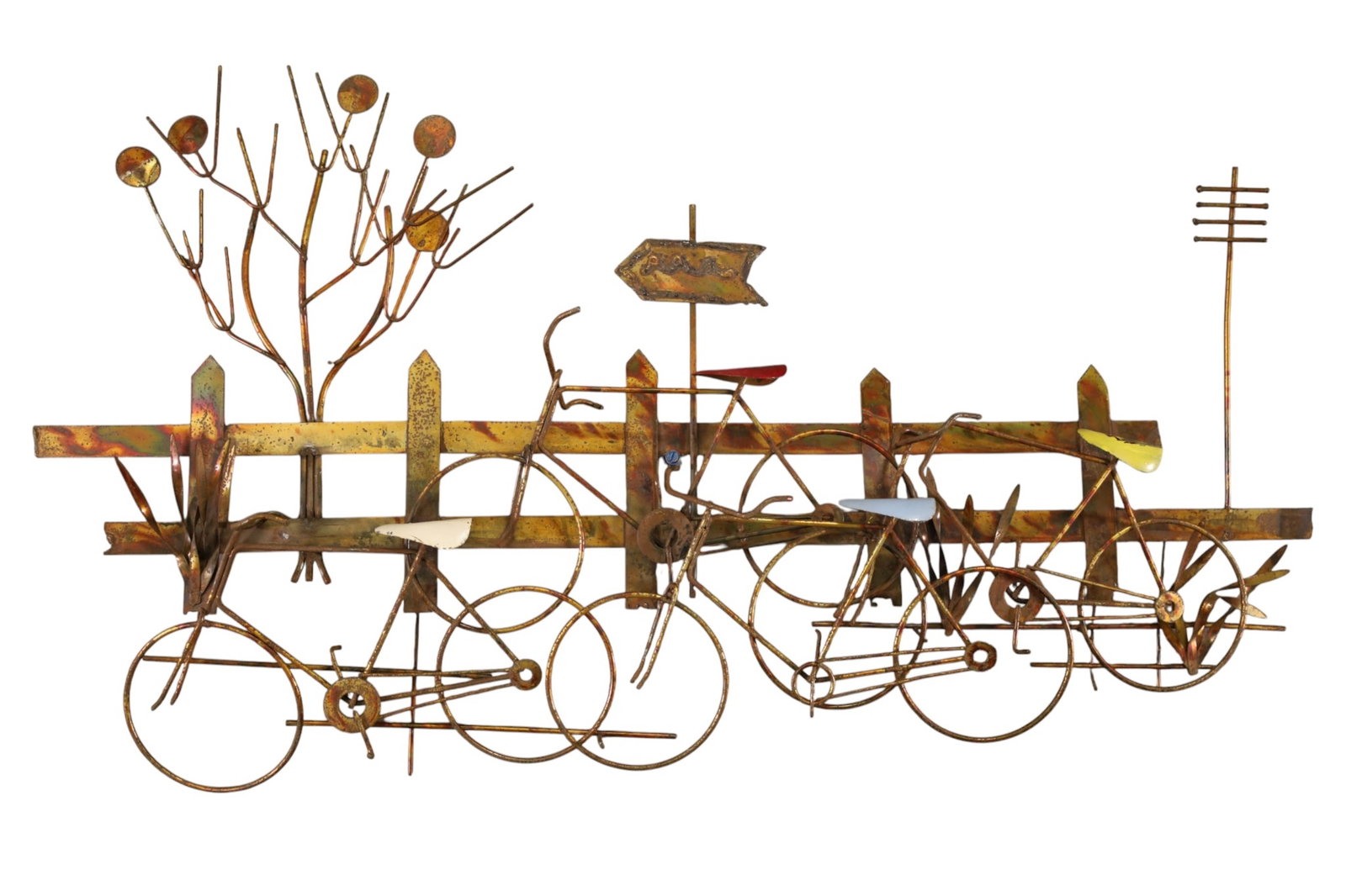 CURTIS JERE SCULPTURE: MID CENTURY MODERN CURTIS JERE BICYCLE SCULPTURE. UNSIGNED. 30" L x 17" H.