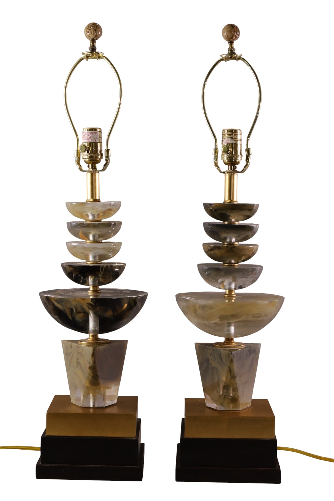 PAIR OF VINTAGE TABLE LAMPS: PAIR OF ACRYLIC TABLE LAMPS, SINGLE SOCKET. 31" H