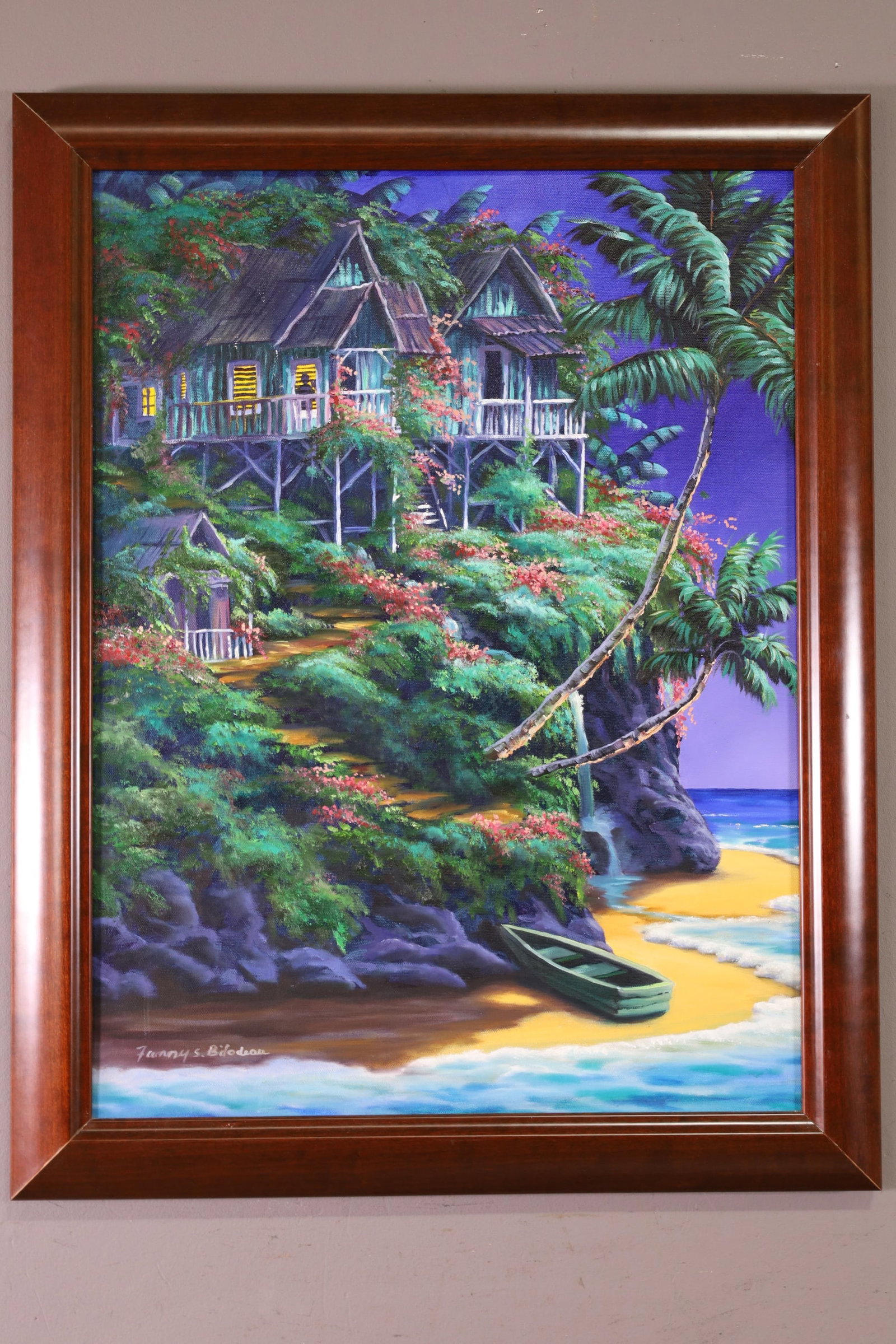 FANNY BILODEAU OIL PAINTING: OILON CANVAS,, SIGNED LOWER LEFT. 17" x 23 1/2" IMAGE SIZE / 21" x 28" IN FRAME.