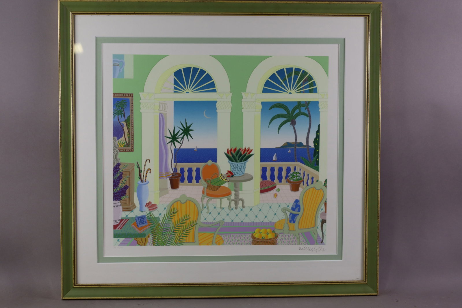 THOMAS FREDERICK MCKNIGHT SERIGRAPH: SIGNED AND NUMBERED, 157/200. TITLED BRIDGETOWN. 19 1/2" x 18 1/2" IMAGE SIZE / 27" x 24 1/2" IN FRAME.
