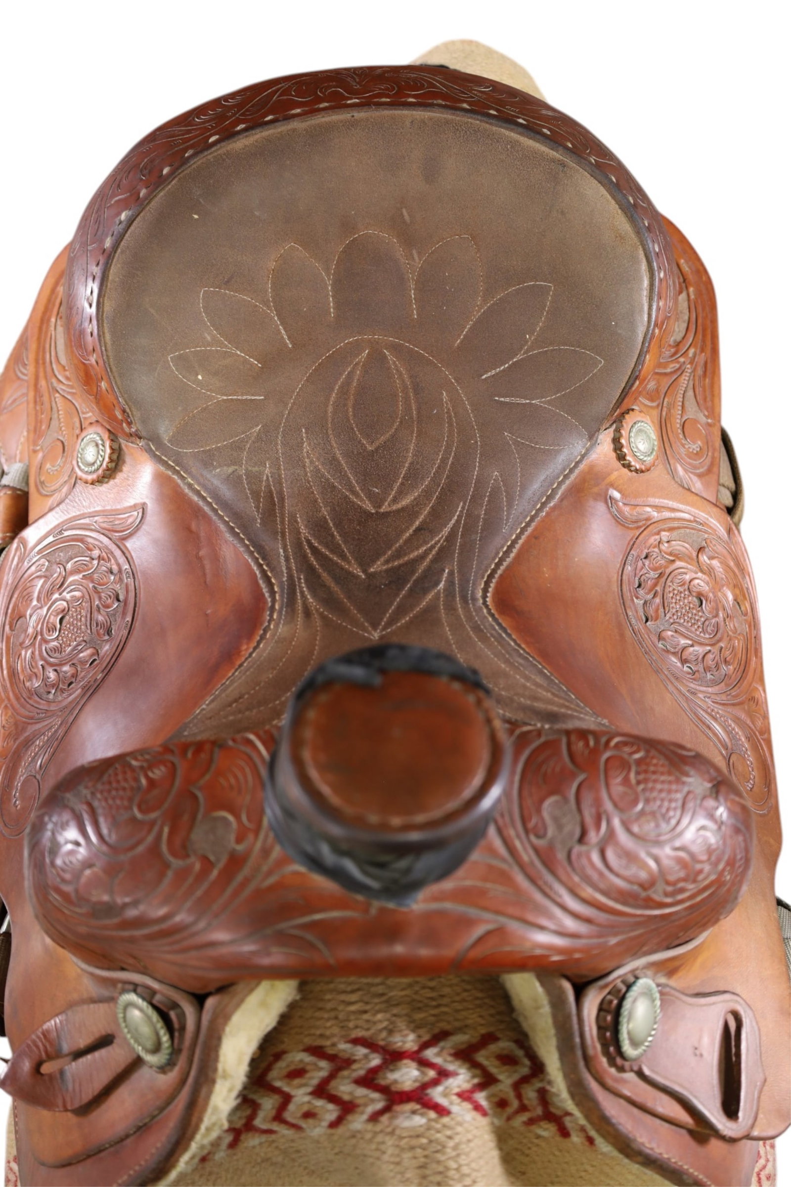 TOOLED LEATHER WESTERN SADDLE - 4