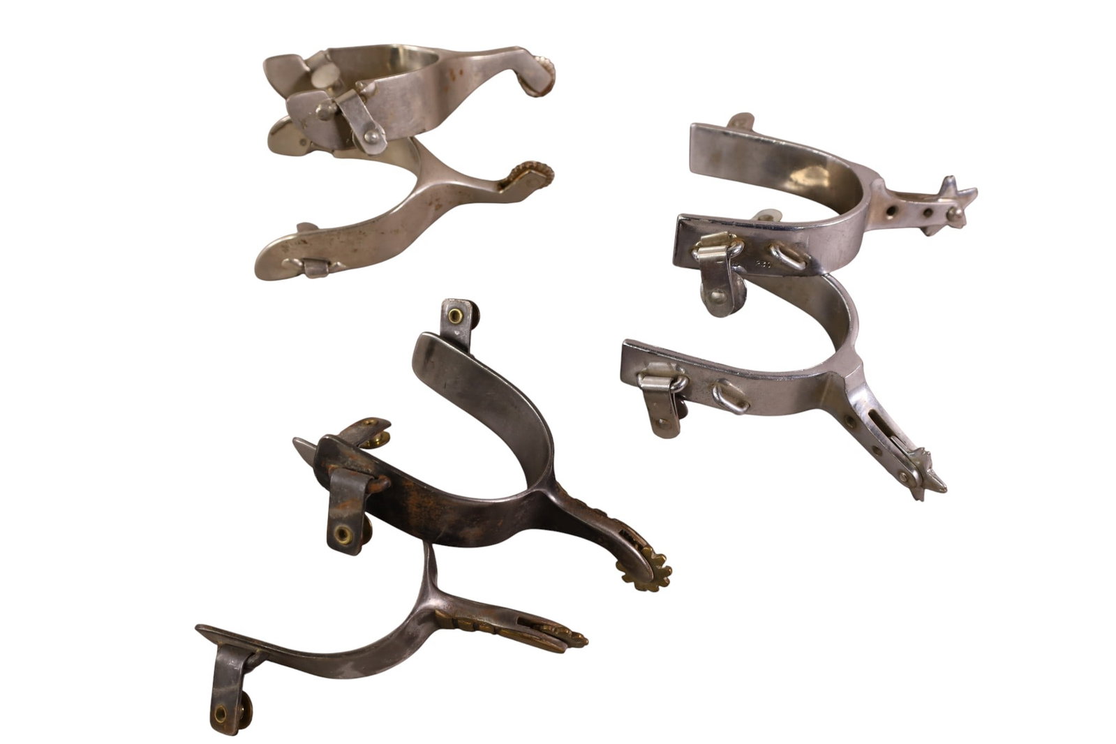 3 PAIRS OF VINTAGE SPURS: MARKED KELLY. MARKED KYLE.