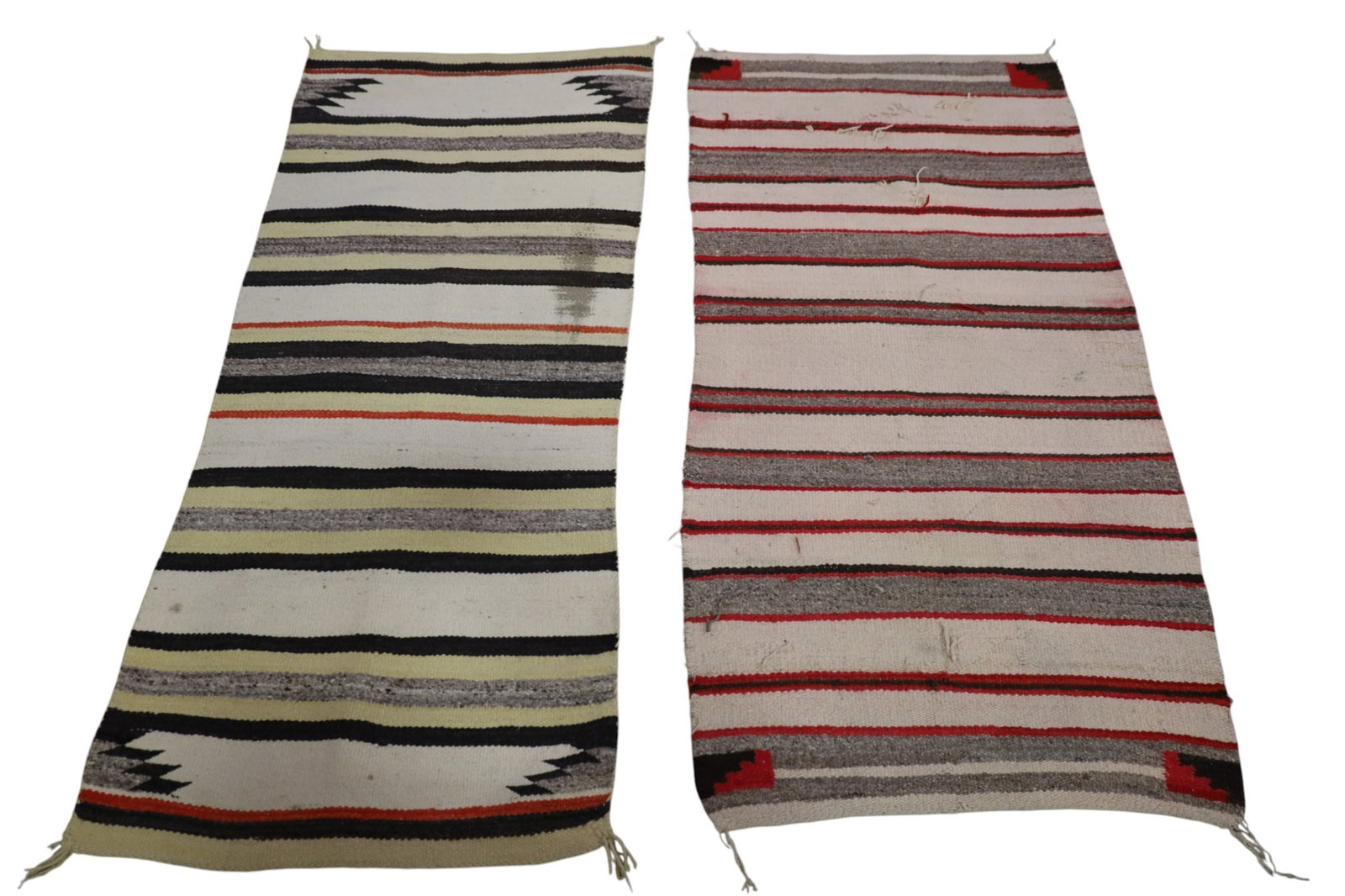 2 NAVAJO BLANKETS: 2 HANDMADE NATIVE AMERICAN NAVAJO BLANKETS. 60" x 25" W & 28" W.