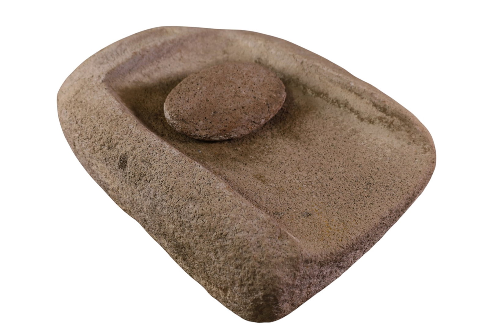 NATIVE AMERICAN GRINDING STONE: LARGE NATIVE AMERICAN GRINDING STONE. 21" x 15" THIS ITEM EXCEEDS SIZE, WEIGHT, AND OR FRAGILITY LIMITATIONS FOR IN HOUSE SHIPPING, MUST BE PICKED UP IN HOUSE OR SHIPPED VIA 3rd PARTY GROUND SHIPPER.
