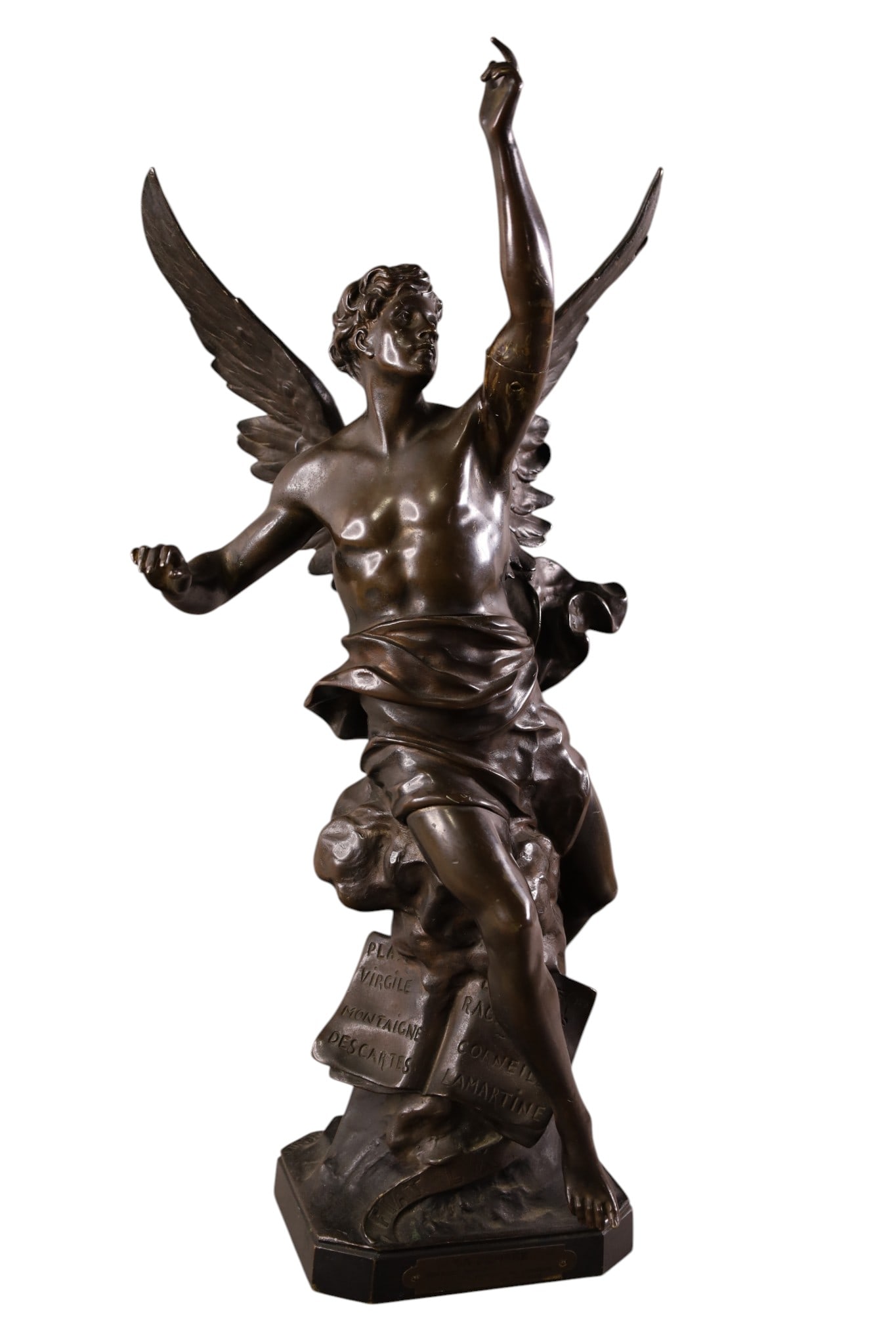 BRONZE FIGURE: PICAULT BRONZE FIGURE, REPAIR TO ARM. 20" H.