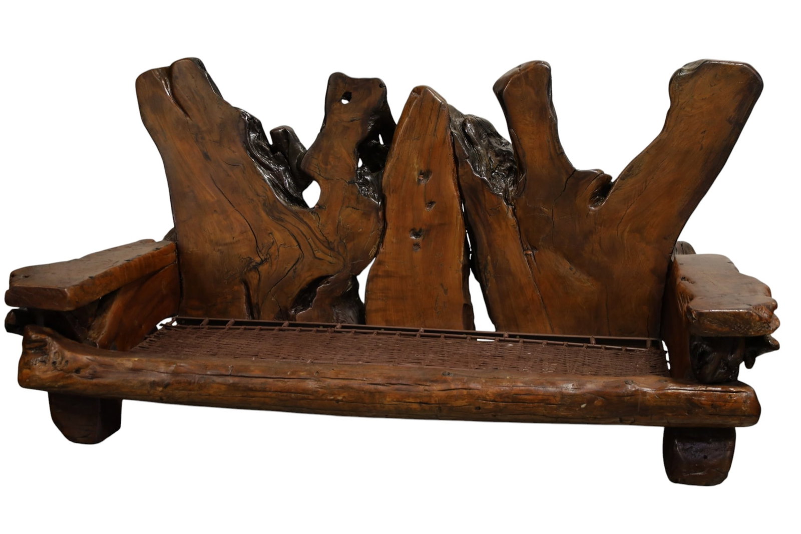 LARGE CUSTOM BURL WOOD SOFA: LARGE CUSTOM MADE BURL WOOD SOFA, NO CUSHIONS. 96" W x 44" D x 49" H. THIS ITEM EXCEEDS SIZE, WEIGHT, AND OR FRAGILITY LIMITATIONS FOR IN HOUSE SHIPPING, MUST BE PICKED UP IN HOUSE OR SHIPPED VIA 3rd