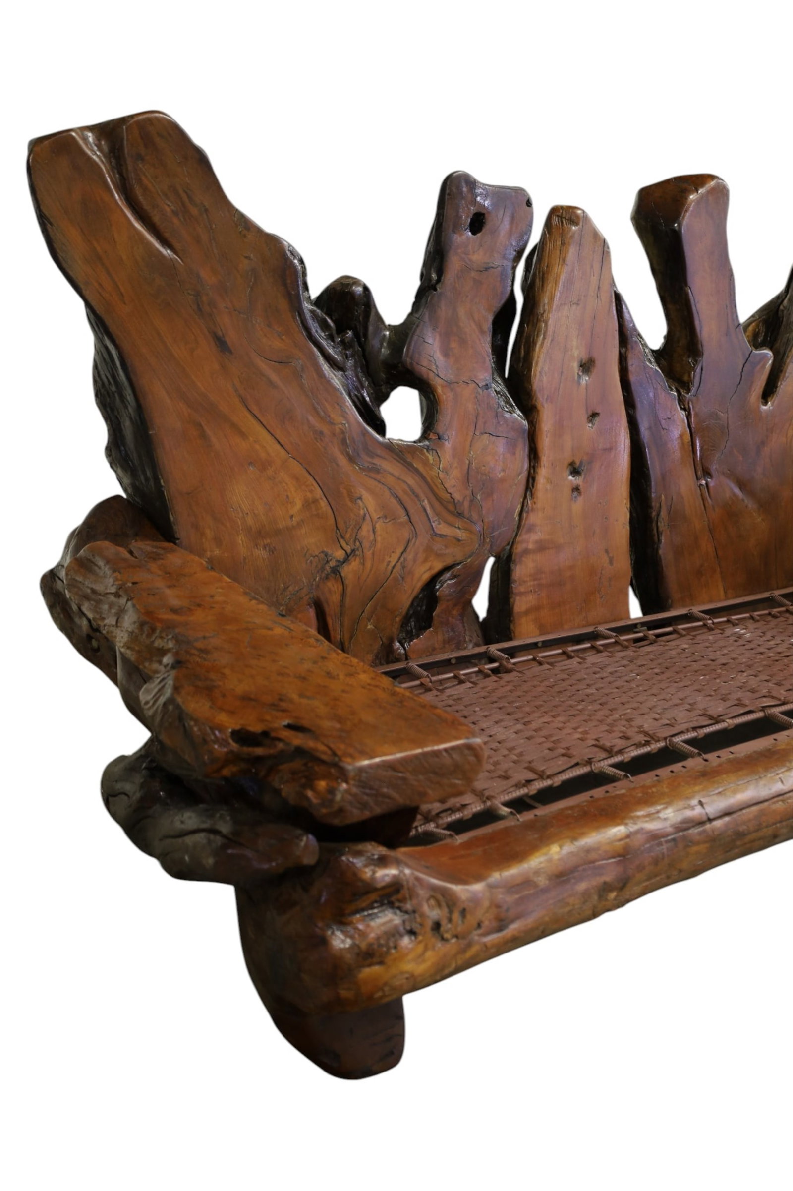 LARGE CUSTOM BURL WOOD SOFA - 3