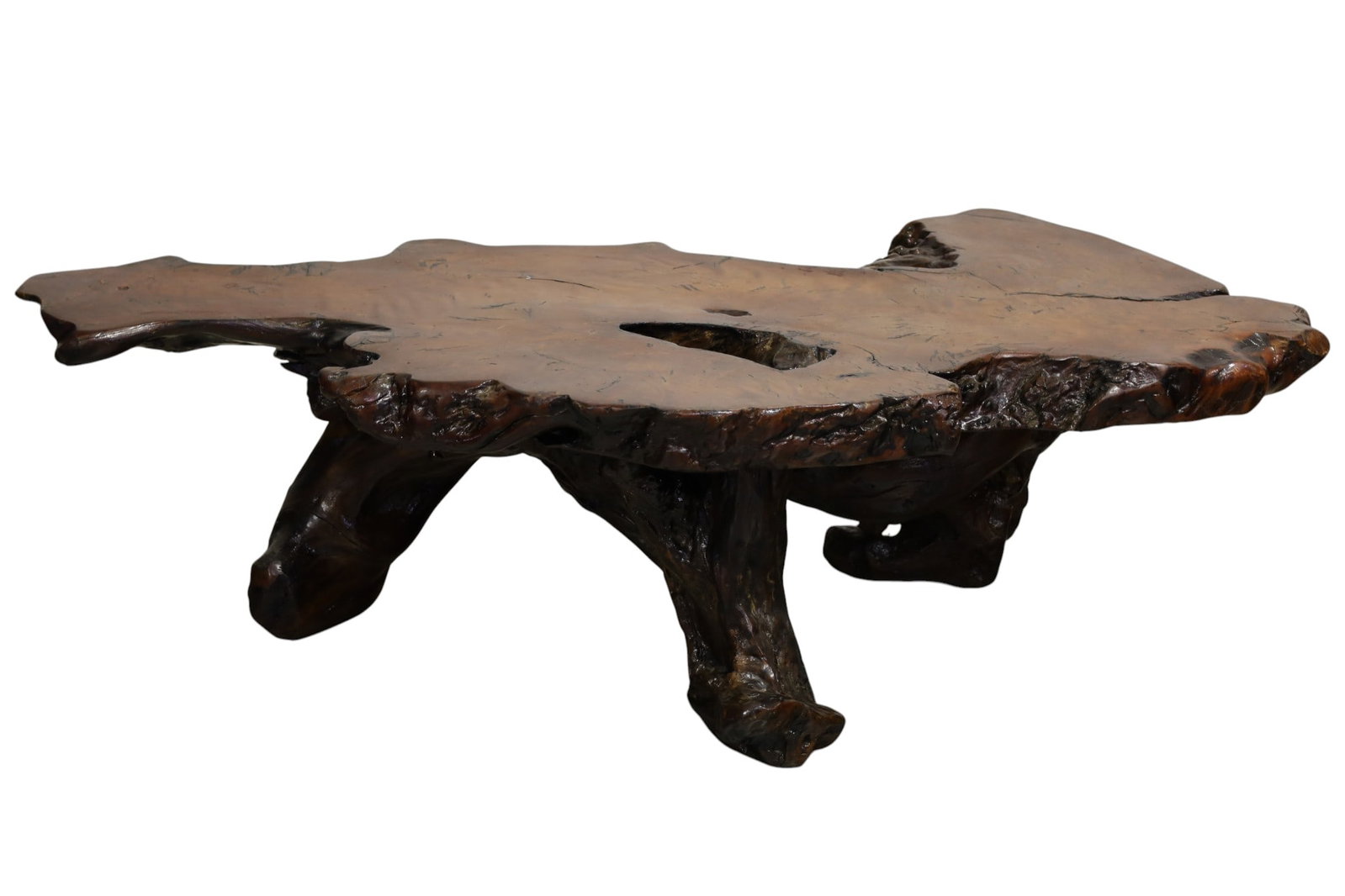 LARGE CUSTOM BURL WOOD COFFEE TABLE (1 of 2)