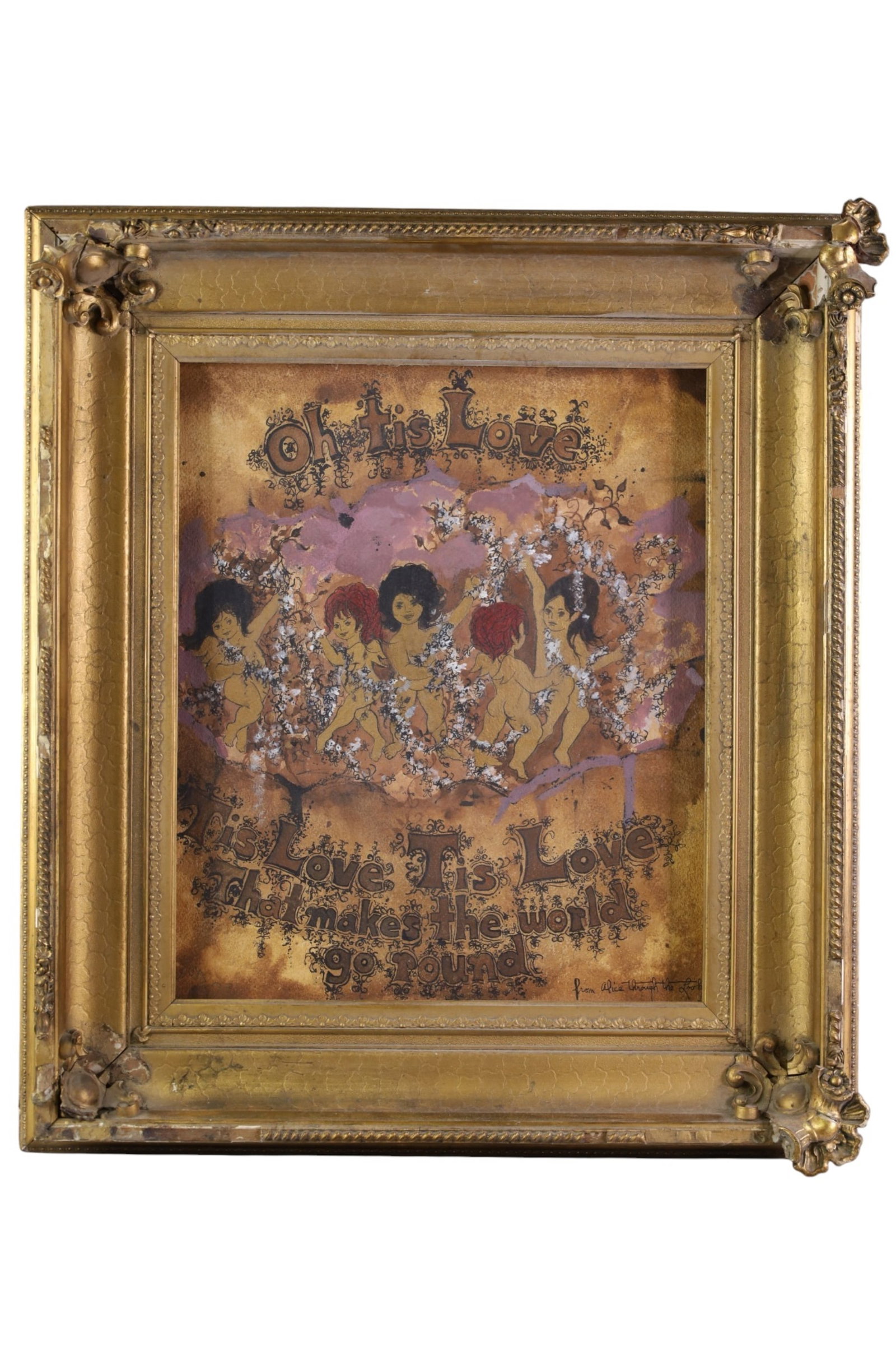 JONI JOHNSON PAINTING: SIGNED LOWER RIGHT, IN GILT FRAME. 24" X 27" IN FRAME.