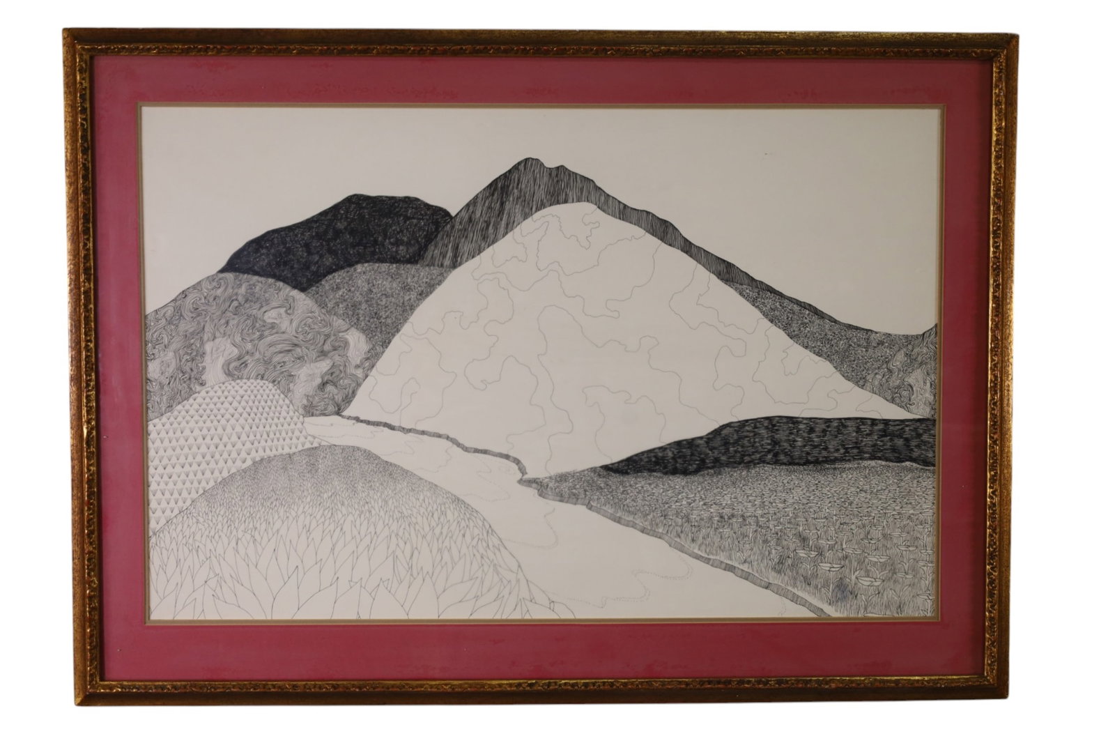 J. PERDERGRAST FRAMED DRAWING: FRAMED DRAWING UNDER GLASS, SIGNED PENDERGRAST. 35" x 25" IN FRAME.
