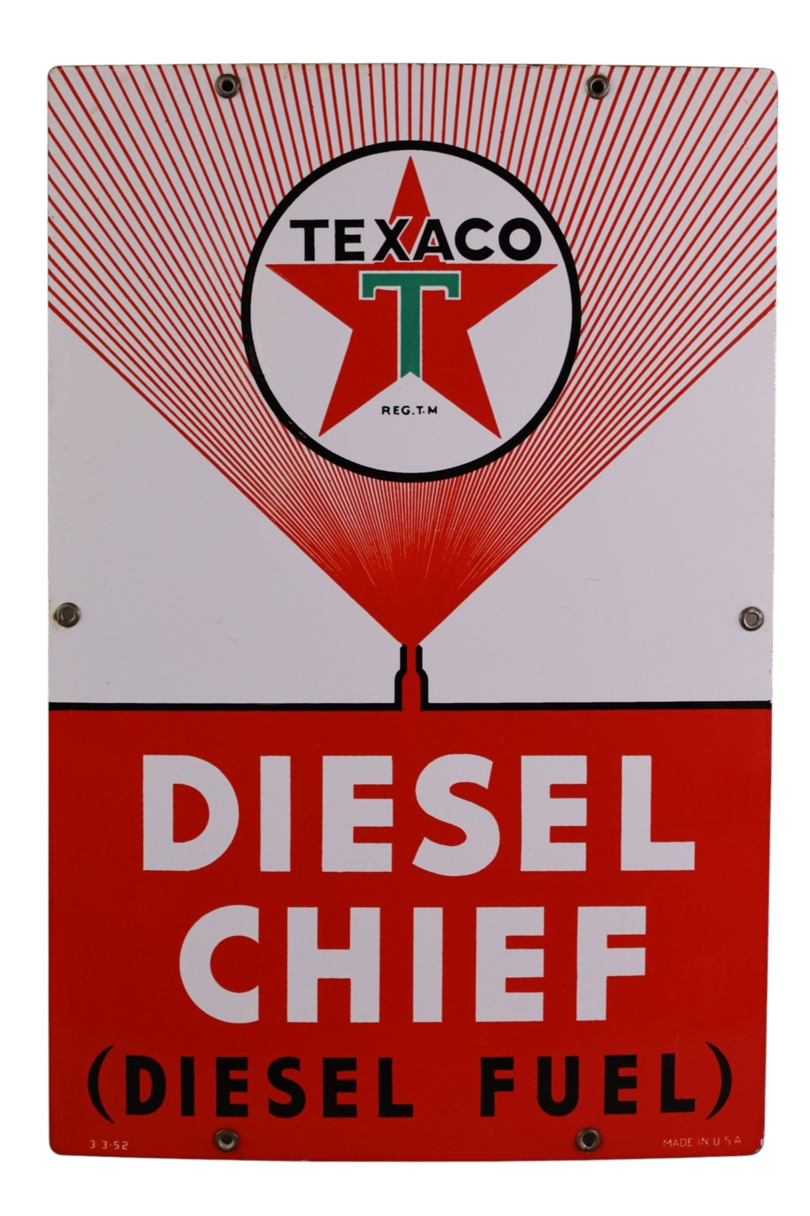 TEXACO DIESEL CHIEF PORCELAIN PUMP PLATE (1 of 3)