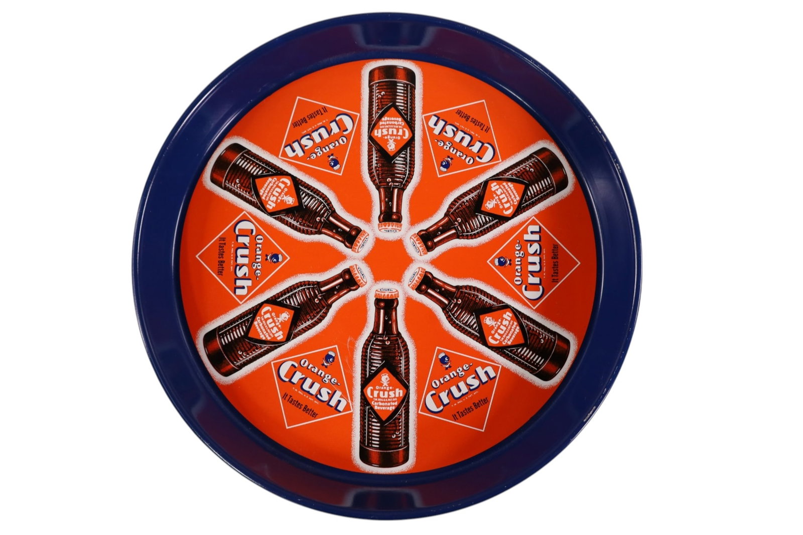 ORANGE CRUSH SODA TRAY: ORANGE CRUSH IT TASTES BETTER SODA TRAY, 12" DIAM.