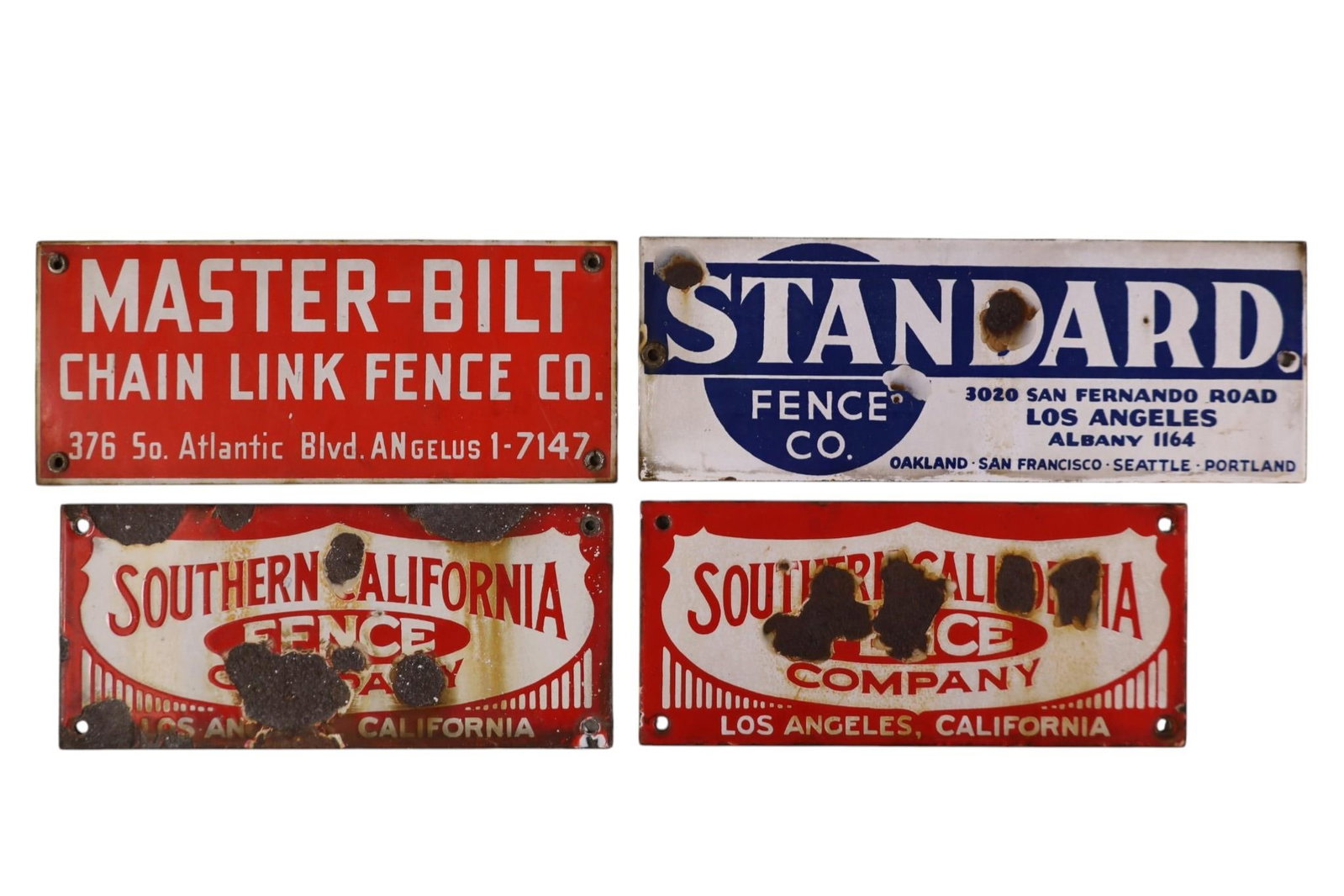 4 LOS ANGELES PORCELAIN FENCE SIGNS (1 of 2)