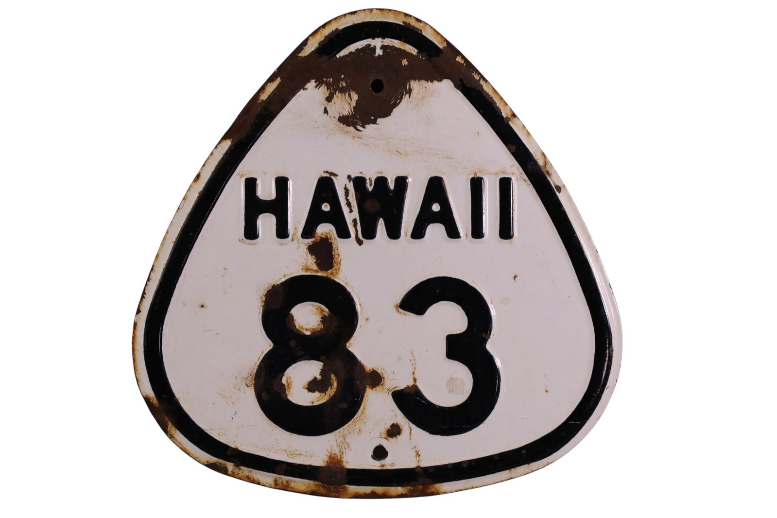 HAWAII HIGHWAY SIGN (TAC): SSP HAWAII HIGHWAY 83 SIGN, RUST, CHIPS & LOSS. TAC #046194. 16" x 16"