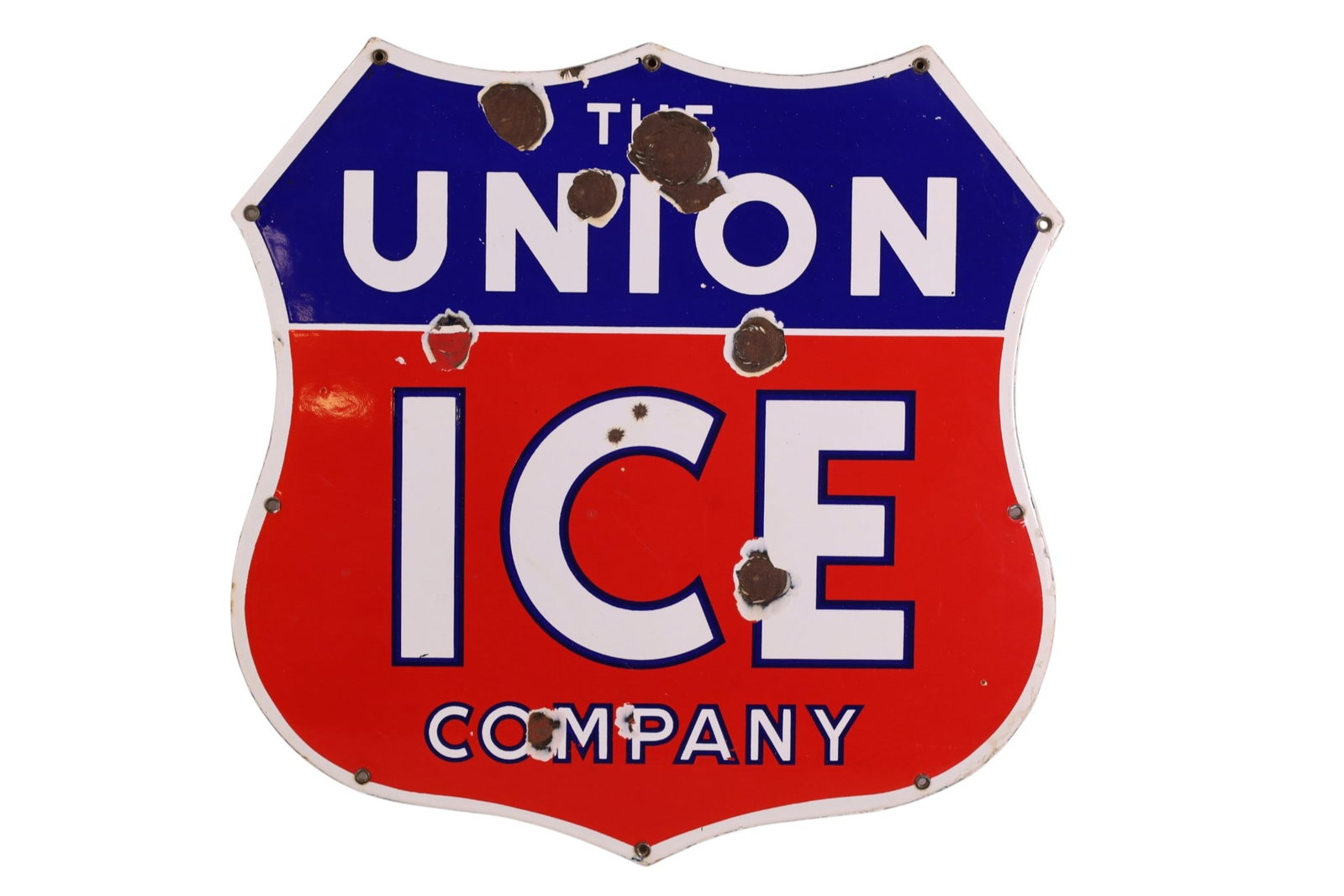UNION ICE CO PORCELAIN SHIELD SIGN (1 of 2)