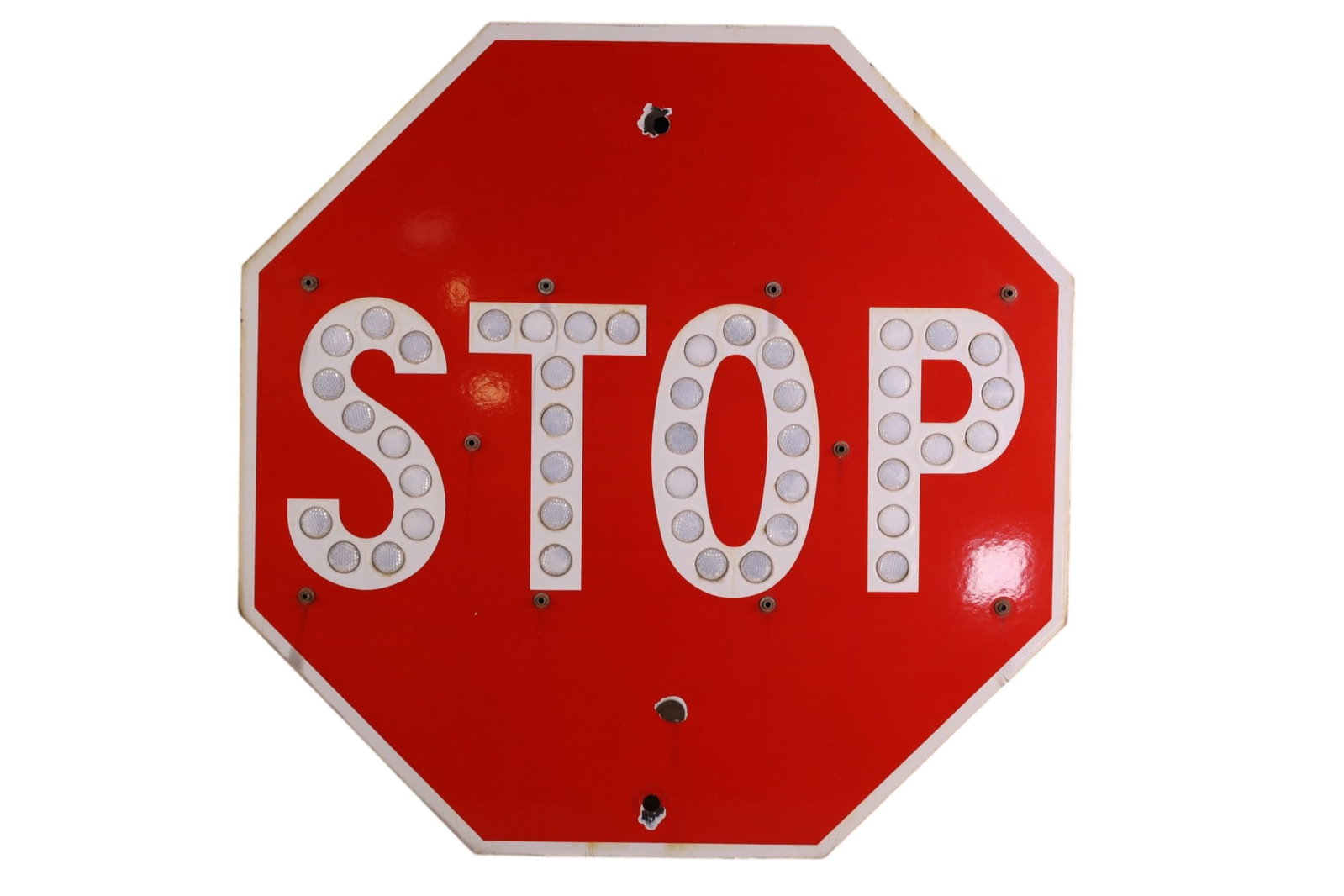 PORCELAIN STOP SIGN: SSP STOP SIGN, PLASTIC REFLECTORS. 24" x 24"