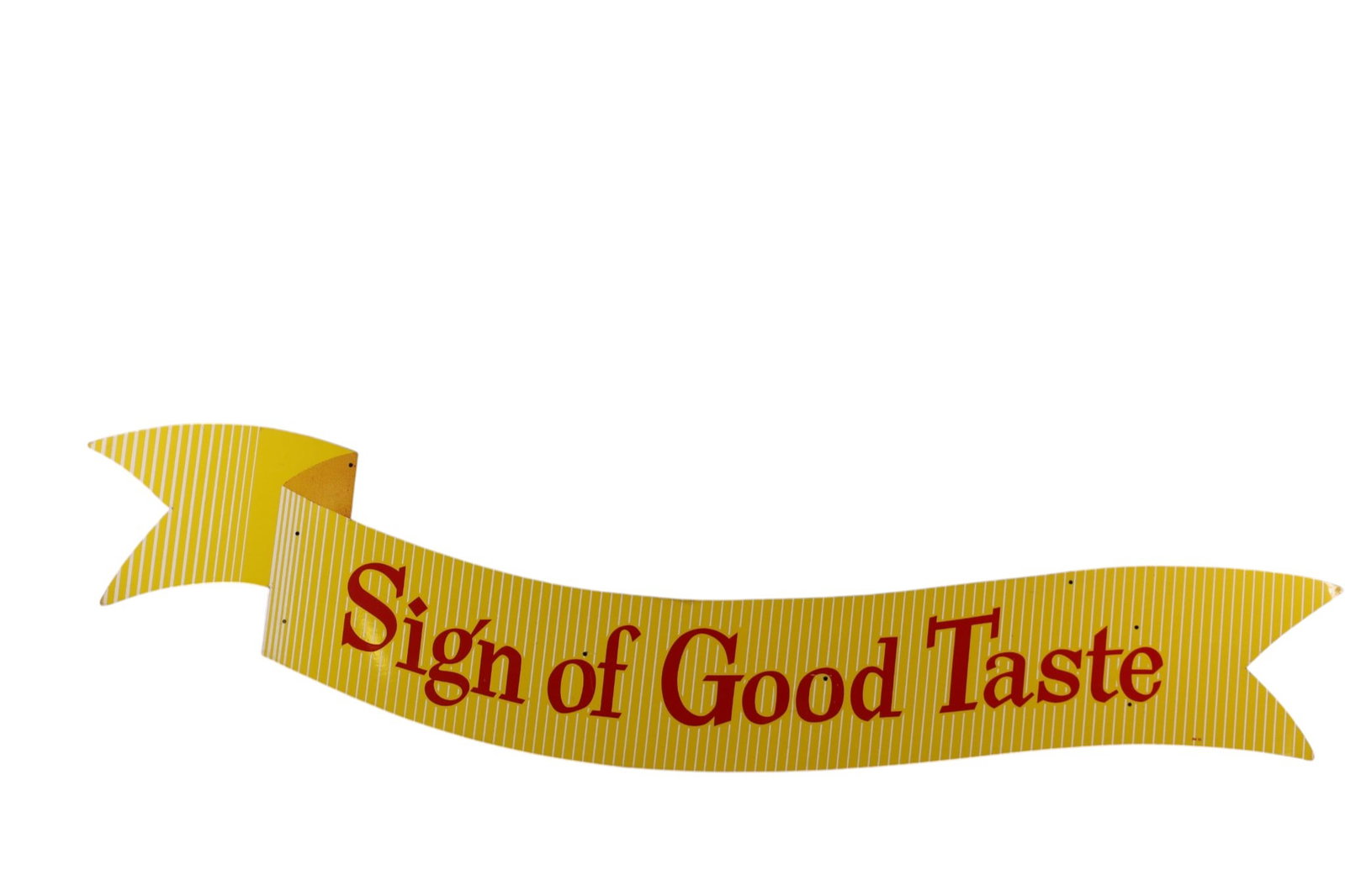 COCA COLA RIBBON METAL SIGN: SST COCA COLA SIGN OF GOOD TASTE RIBBON SIGN, 48" L.