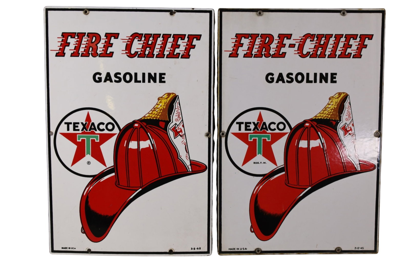 2 TEXACO FIRE CHIEF PUMP PLATES: SSP TEXACO FIRE CHIEF PUMP PLATES. 12" x 18"