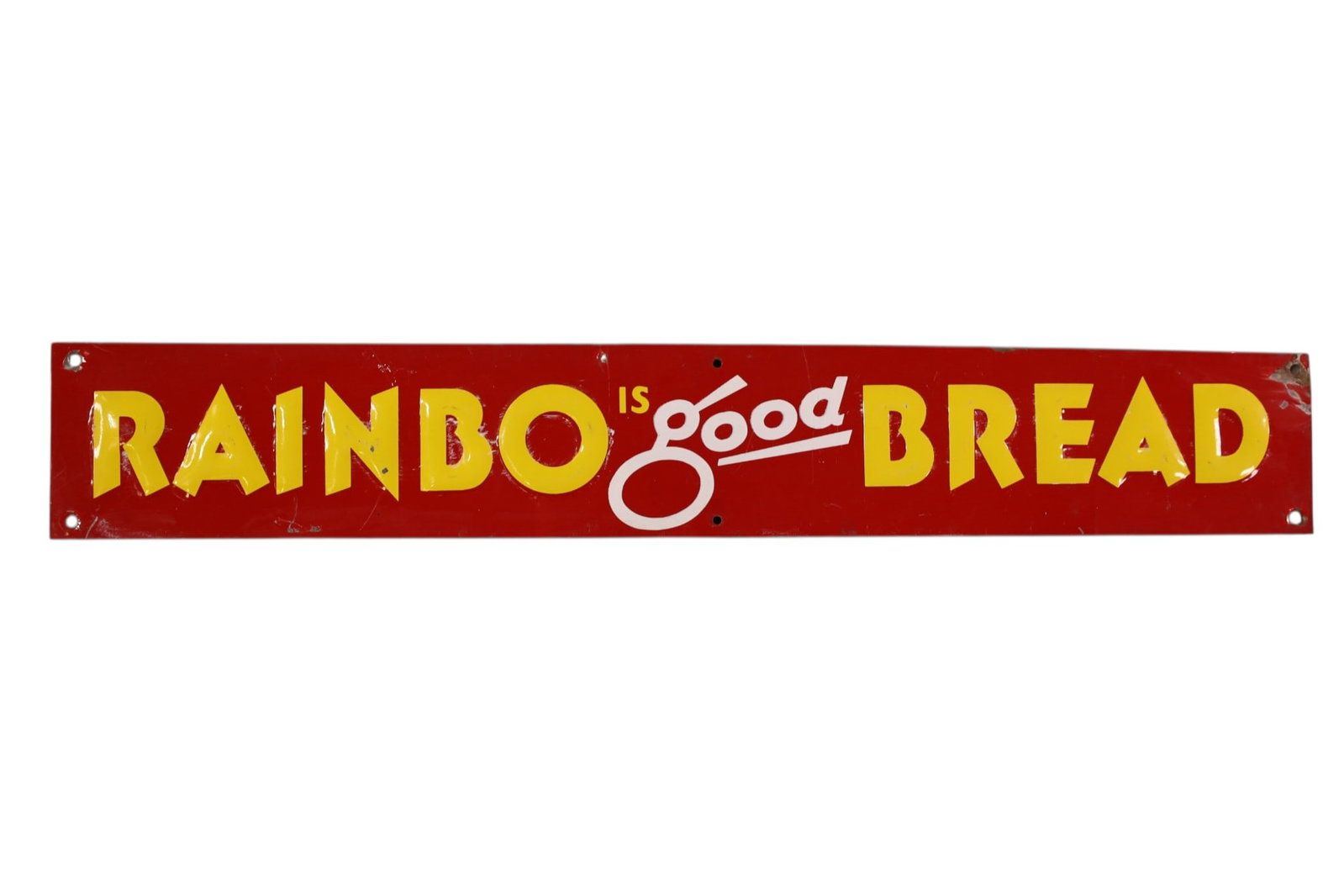 RAINBO BREAD METAL SIGN: SST RAINBO BREAD SIGN, DOOR PUSH, 8" x 2 1/2"