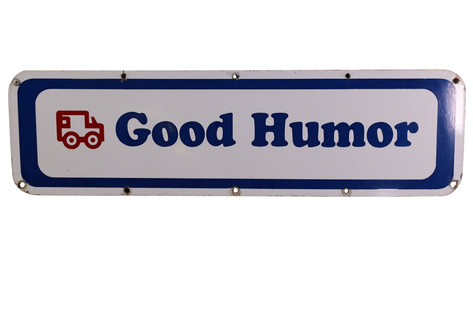 GOOD HUMOR PORCELAIN SIGN: SSP GOOD HUMOR SIGN, 28 3/4" x 8"