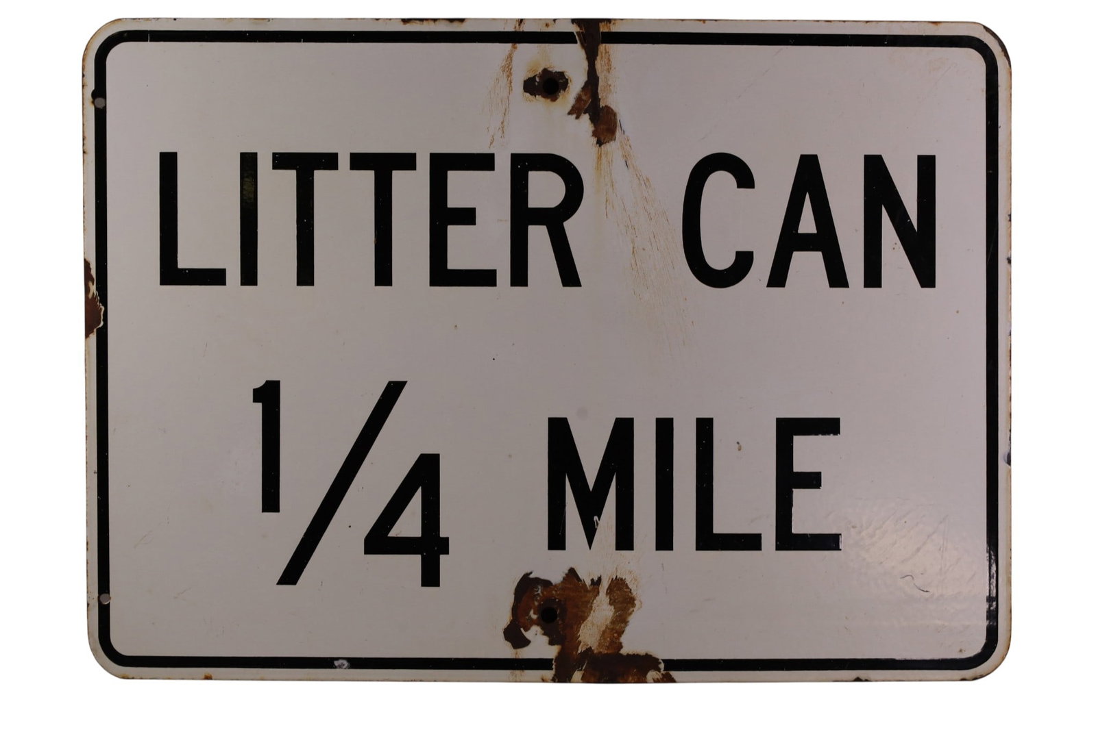 LITTER CAN PORCELAIN SIGN: SSP CA DIV OF HIGHWAYS, LITTER CAN SIGN, CHIPS, RUST. 28" x 20"
