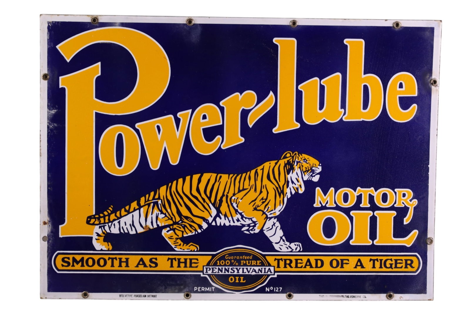 POWER LUBE MOTOR OIL PORCELAIN SIGN (TAC) (1 of 3)