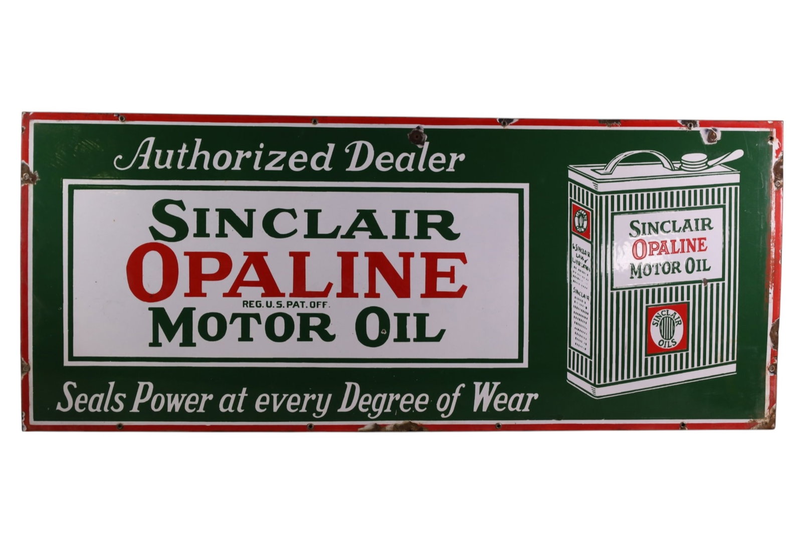 SINCLAIR OPALINE MOTOR OIL PORCELAIN SIGN (TAC) (1 of 2)