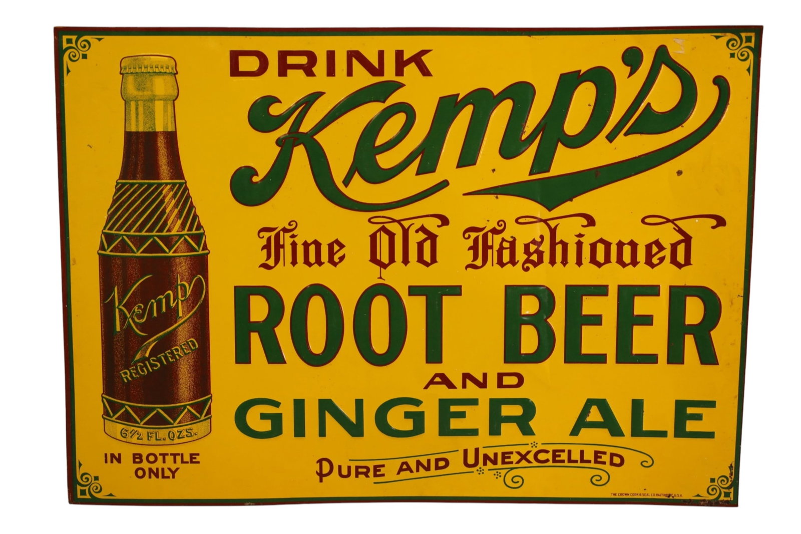 KEMP'S ROOT BEER & GINGER ALE METAL SIGN (1 of 2)