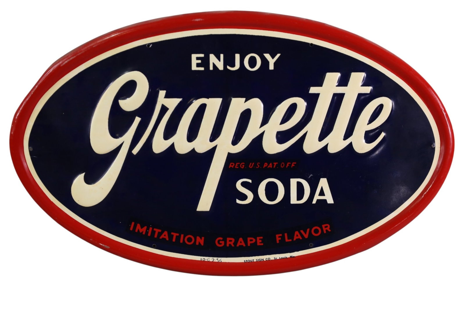 GRAPETTE SODA METAL SIGN: SST ENJOY GRAPETTE SODA SIGN, 17" x 10"
