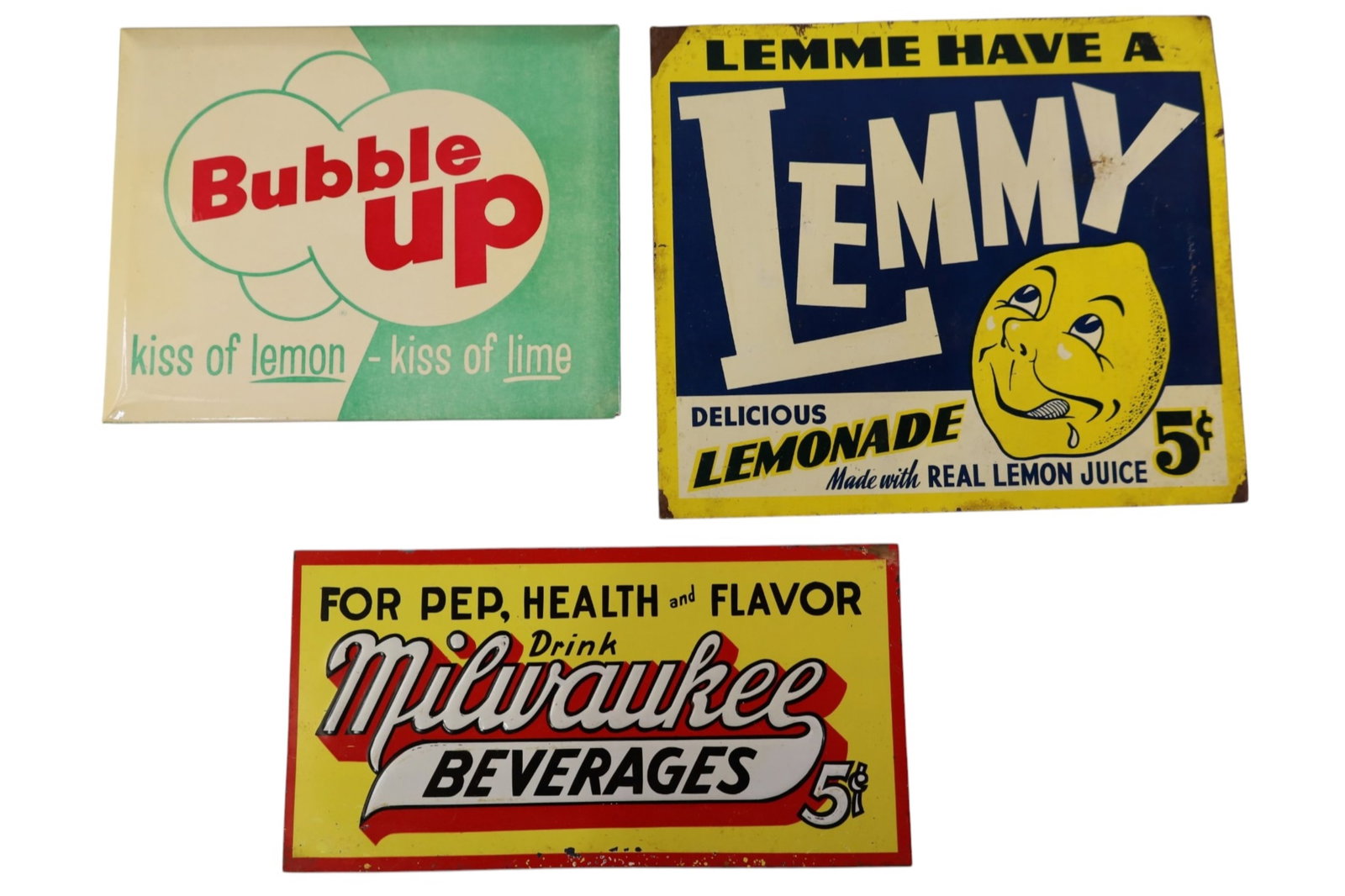 3 SMALL SODA SIGNS (1 of 2)