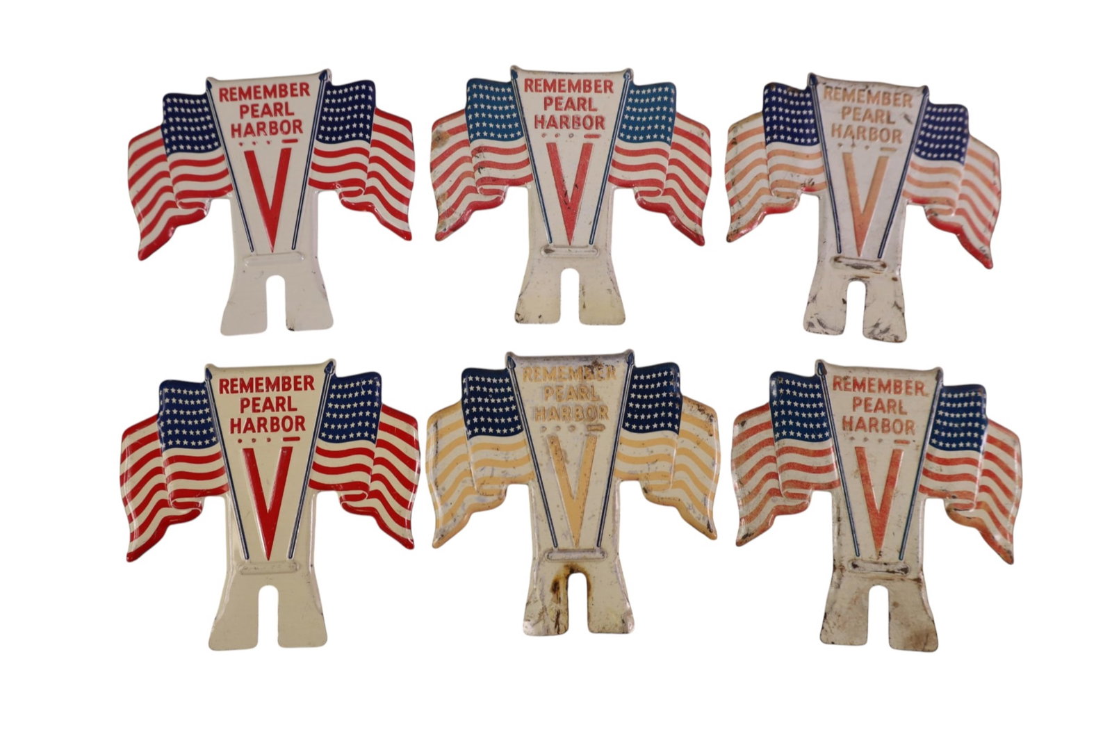 6 LICENSE PLATE TOPPERS: REMEMBER PEARL HARBOR TOPPERS