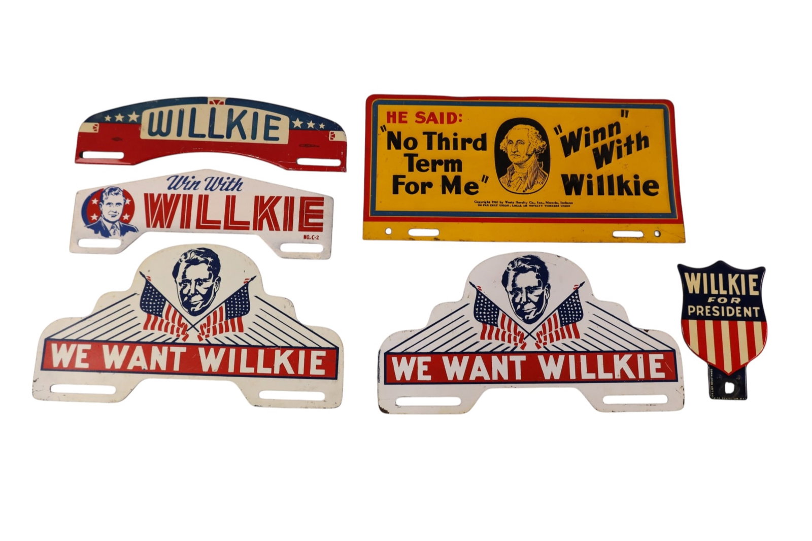 6 WILLKIE POLITICAL LICENSE PLATE TOPPERS (1 of 2)