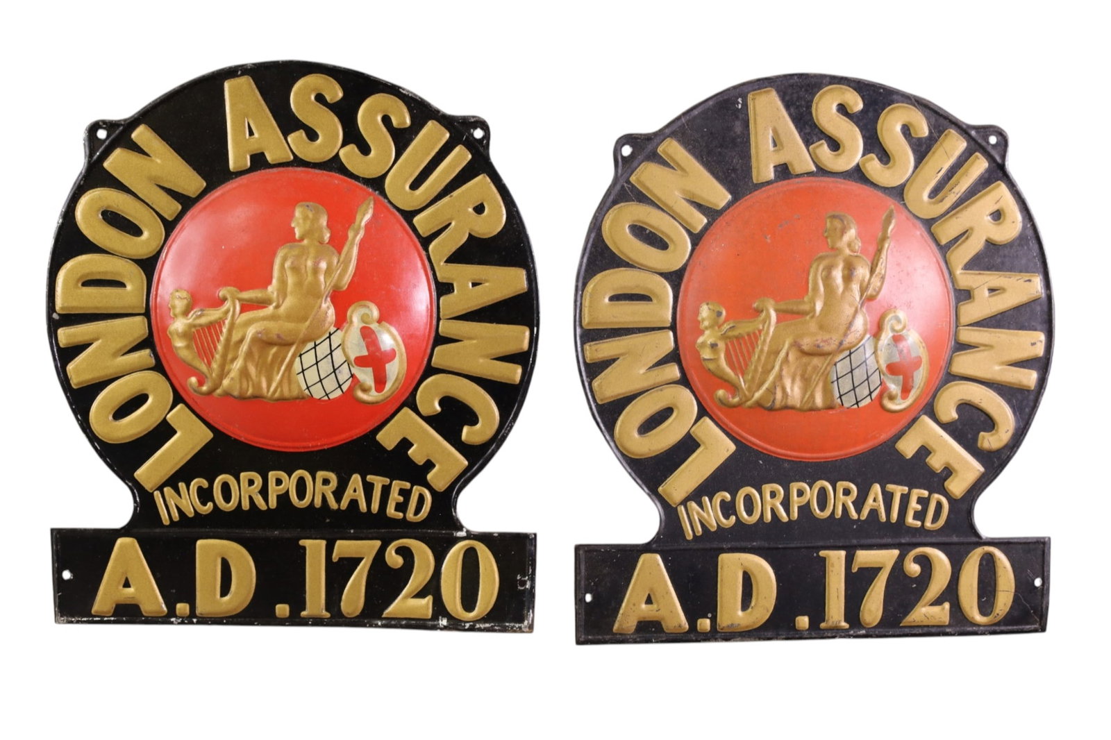 2 LONDON ASSURANCE SIGNS: LONDON ASSURANCE SIGNS, SST SIGNS. 11" x 12"