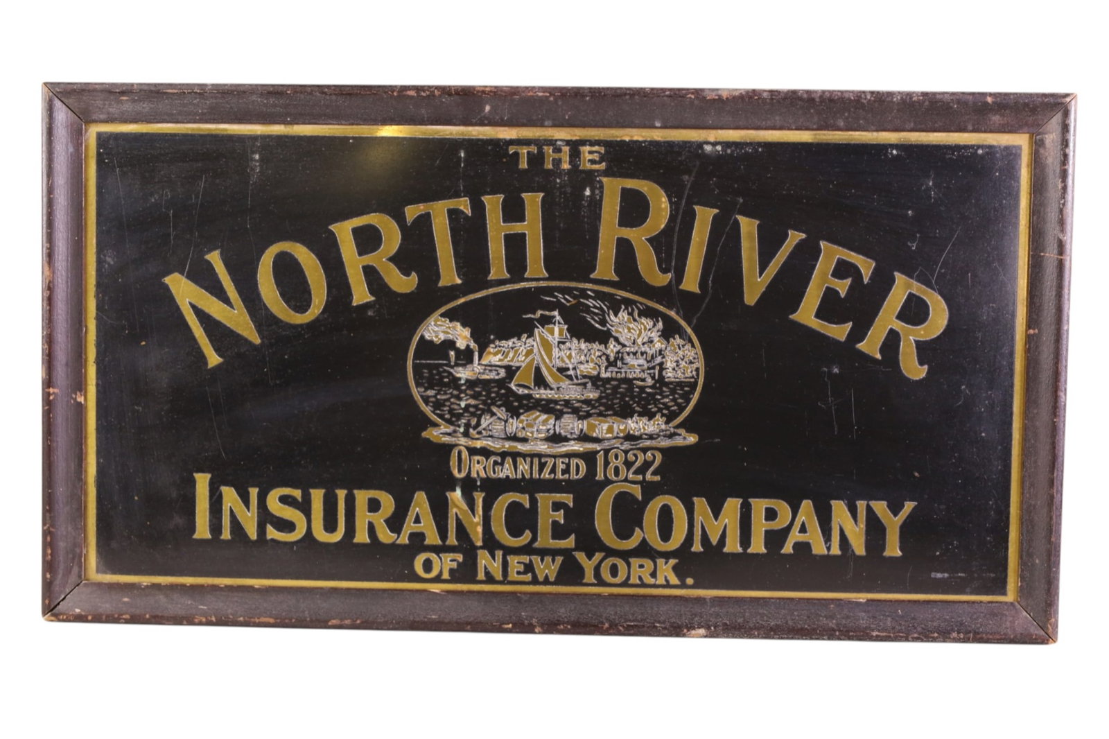 NORTH RIVER INSURANCE CO SIGN: SST NORTH RIVER INSURANCE AD, IN FRAME. 26" x 14"