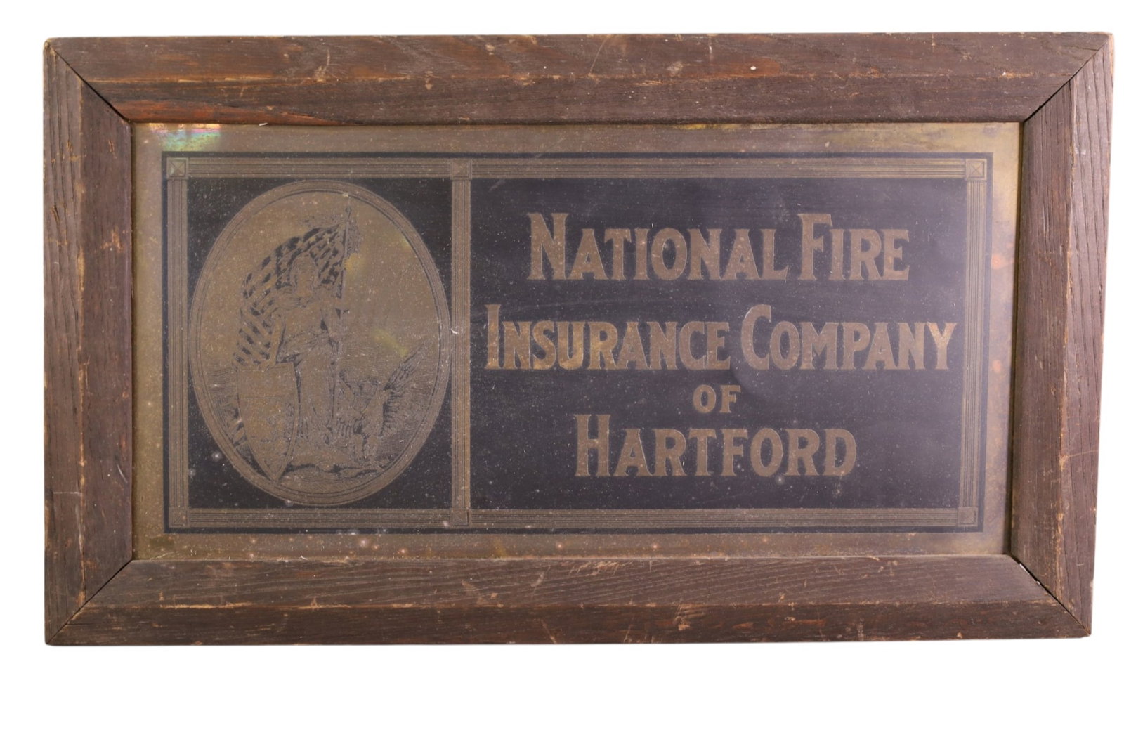 NATIONAL FIRE INSURANCE CO SIGN: SST NATIONAL FIRE INSURANCE CO FRAMED AD. 28" x 16"