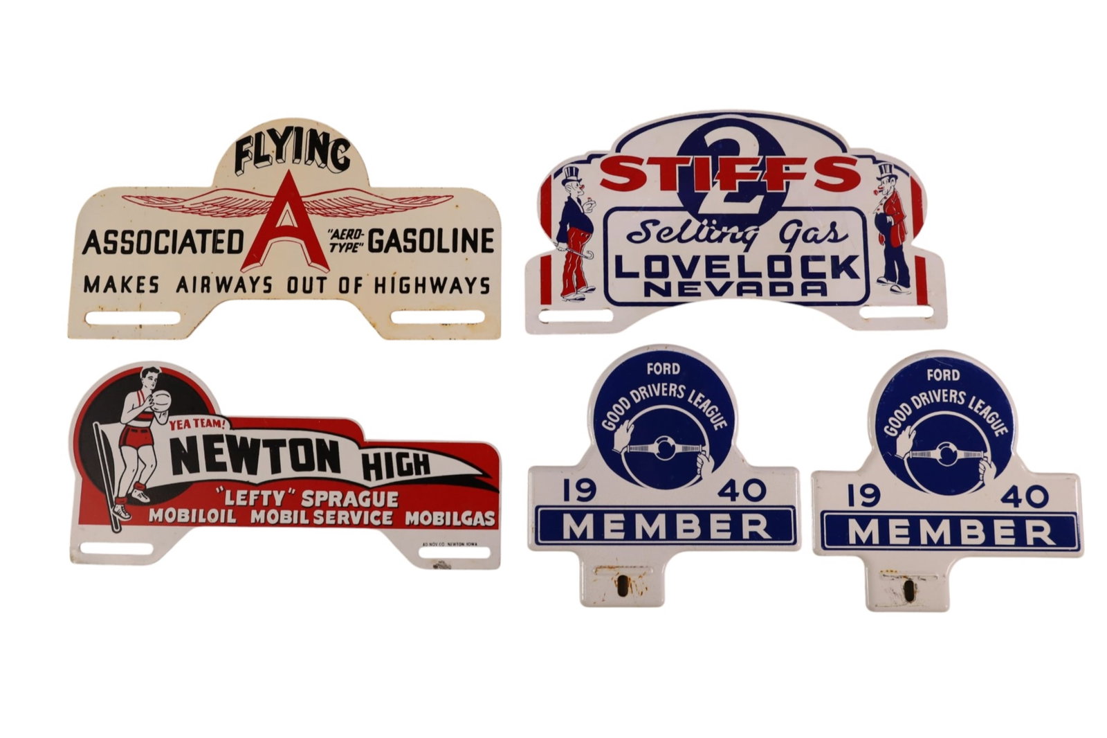 5 LICENSE PLATE TOPPERS: FLYING A, FORD, AND MORE