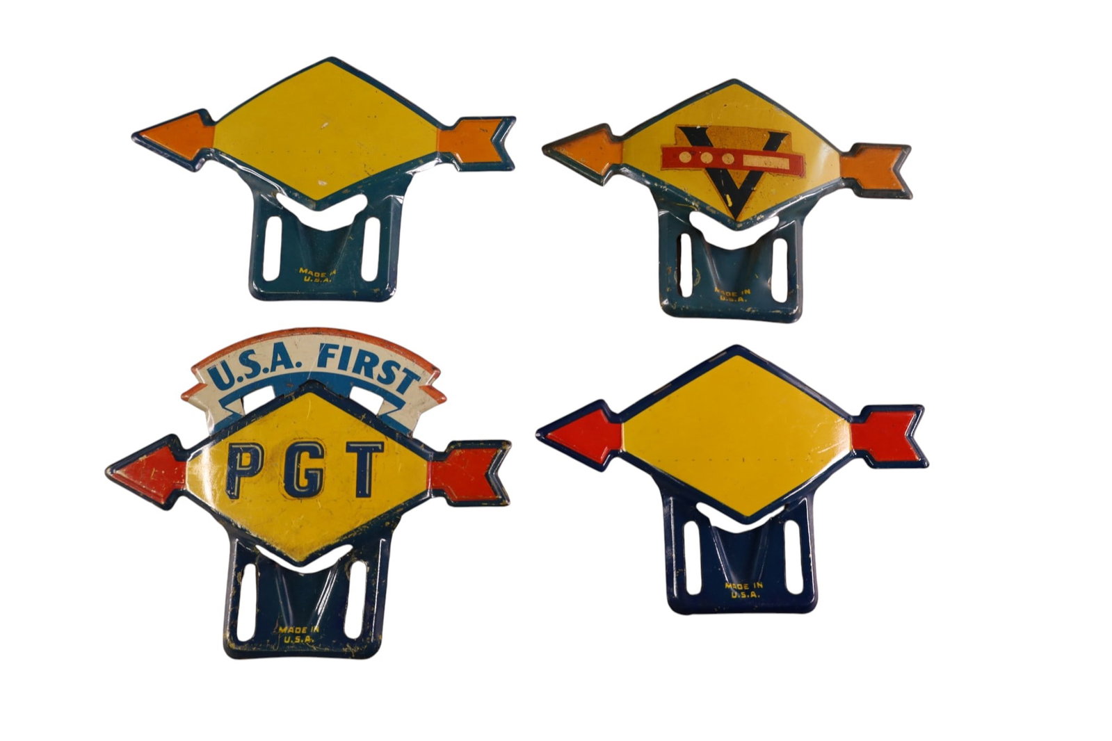 4 SUNOCO LICENSE PLATE TOPPERS: USA FIRST,