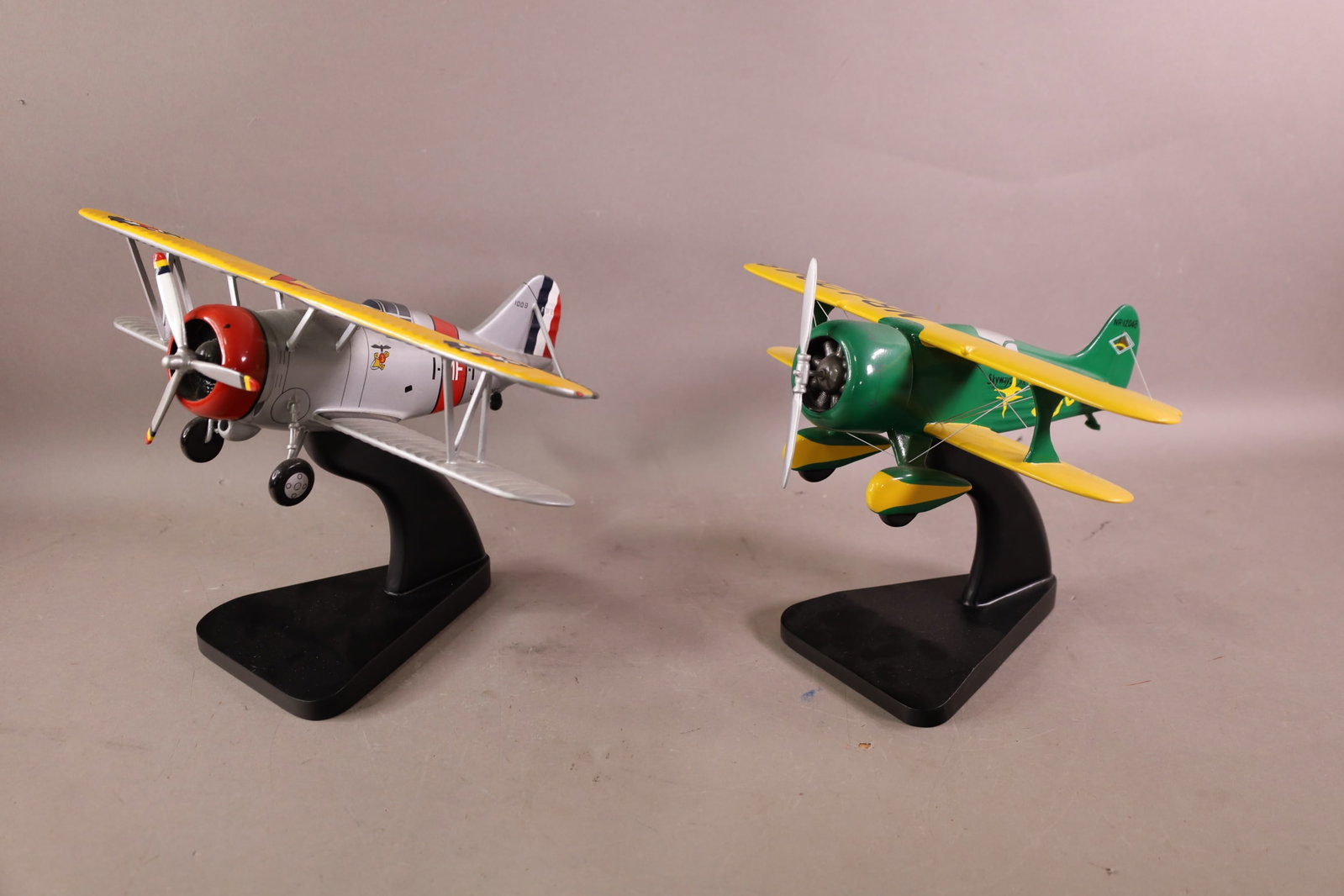 2 BIPLANE MODELS: US MARINE BIPLANE MODEL & SKYWAYS BIPLANE MODEL. 13" - 16" W