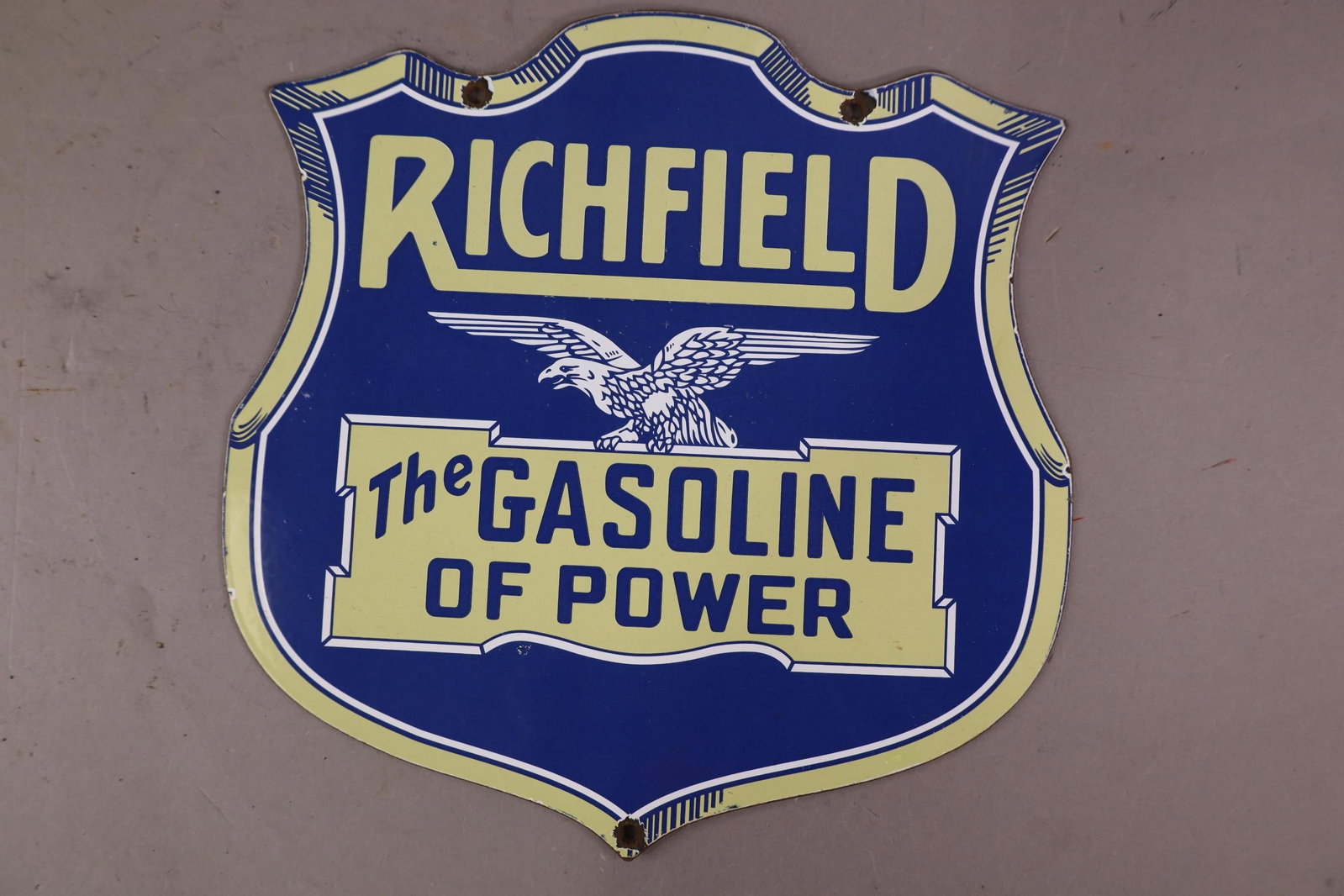 FANTASY RICHFIELD PORCELAIN SIGN: FANTASY SSP RICHFIELD PUMP PLATE. 12" X 12"