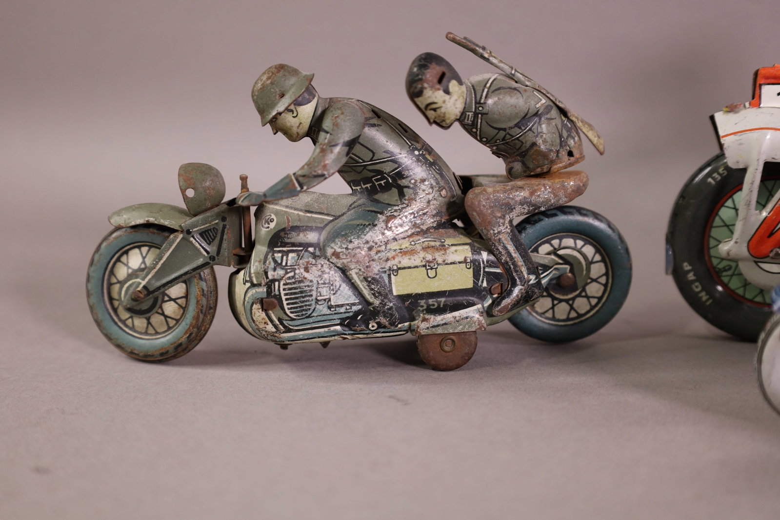 4 TIN LITHO MOTORCYCLES - 2
