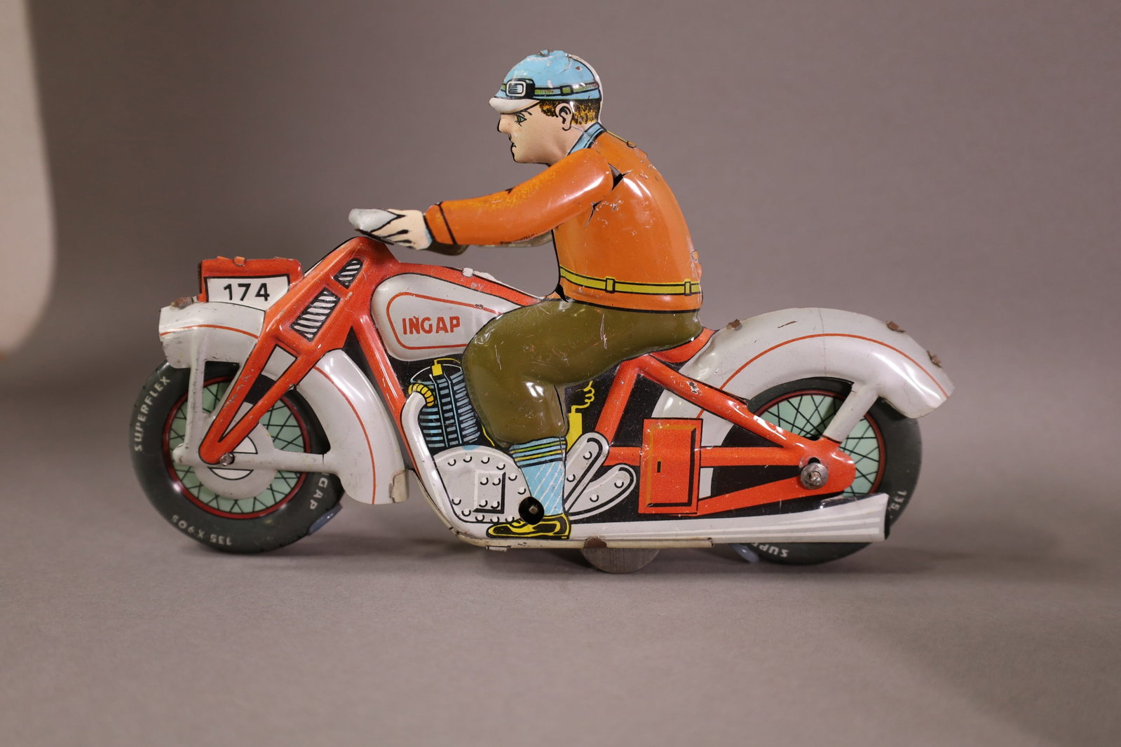 4 TIN LITHO MOTORCYCLES - 5