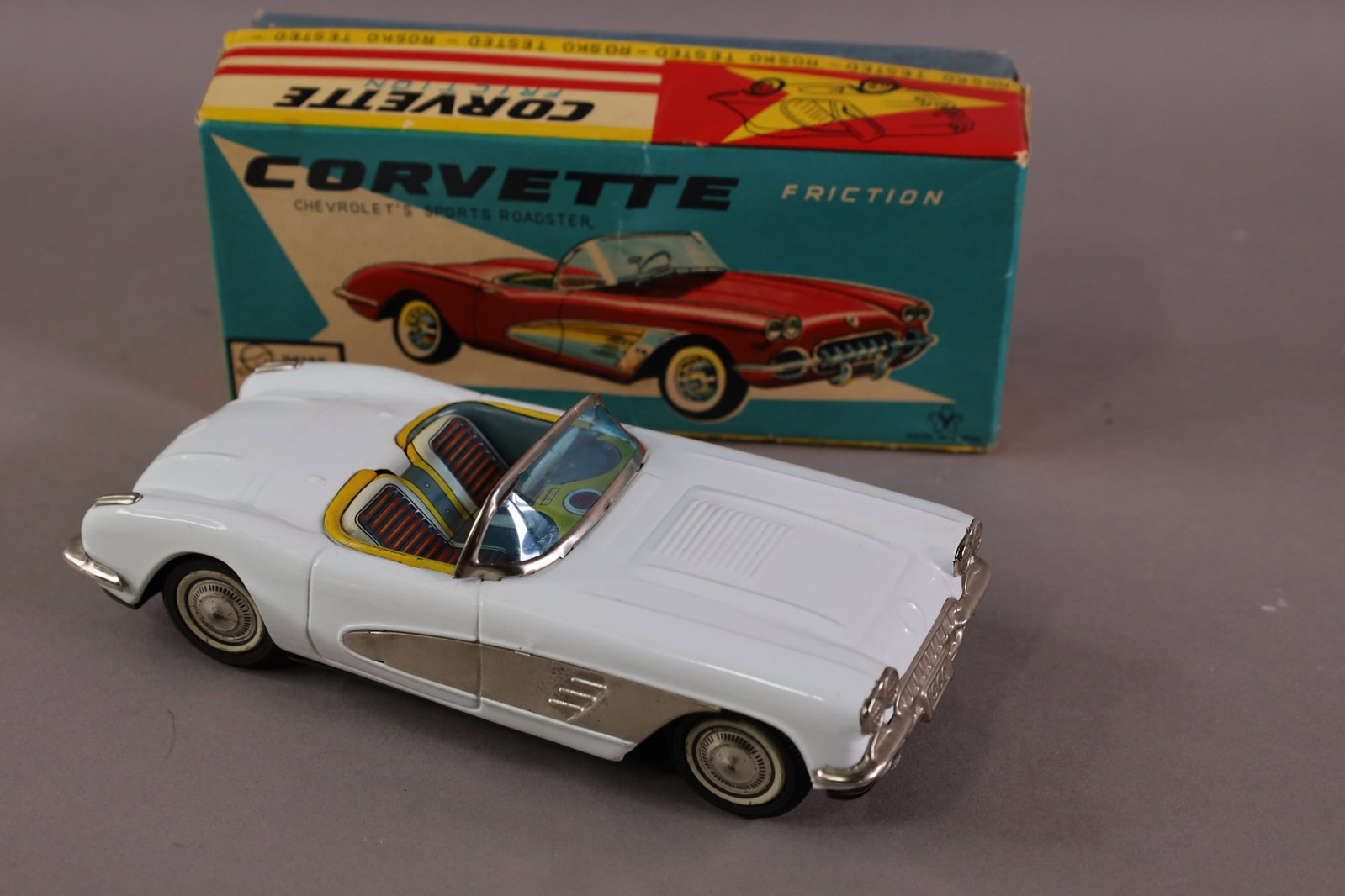 JAPANESE FRICTION CORVETTE: IN ORIGINAL BOX, ROSKO TESTED. 8 " L