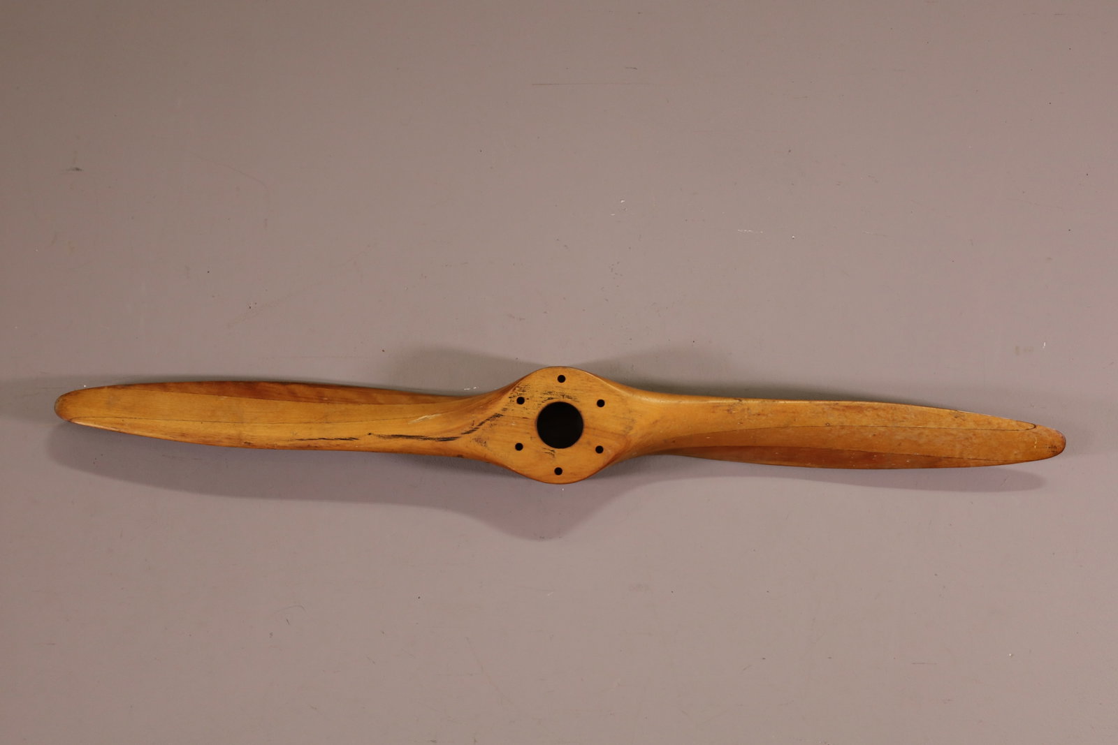 ANTIQUE WOODEN PROPELLER: ANTIQUE WOODEN PROP, MARKED H429. WEAR TO FINISH. 44 1/2" L