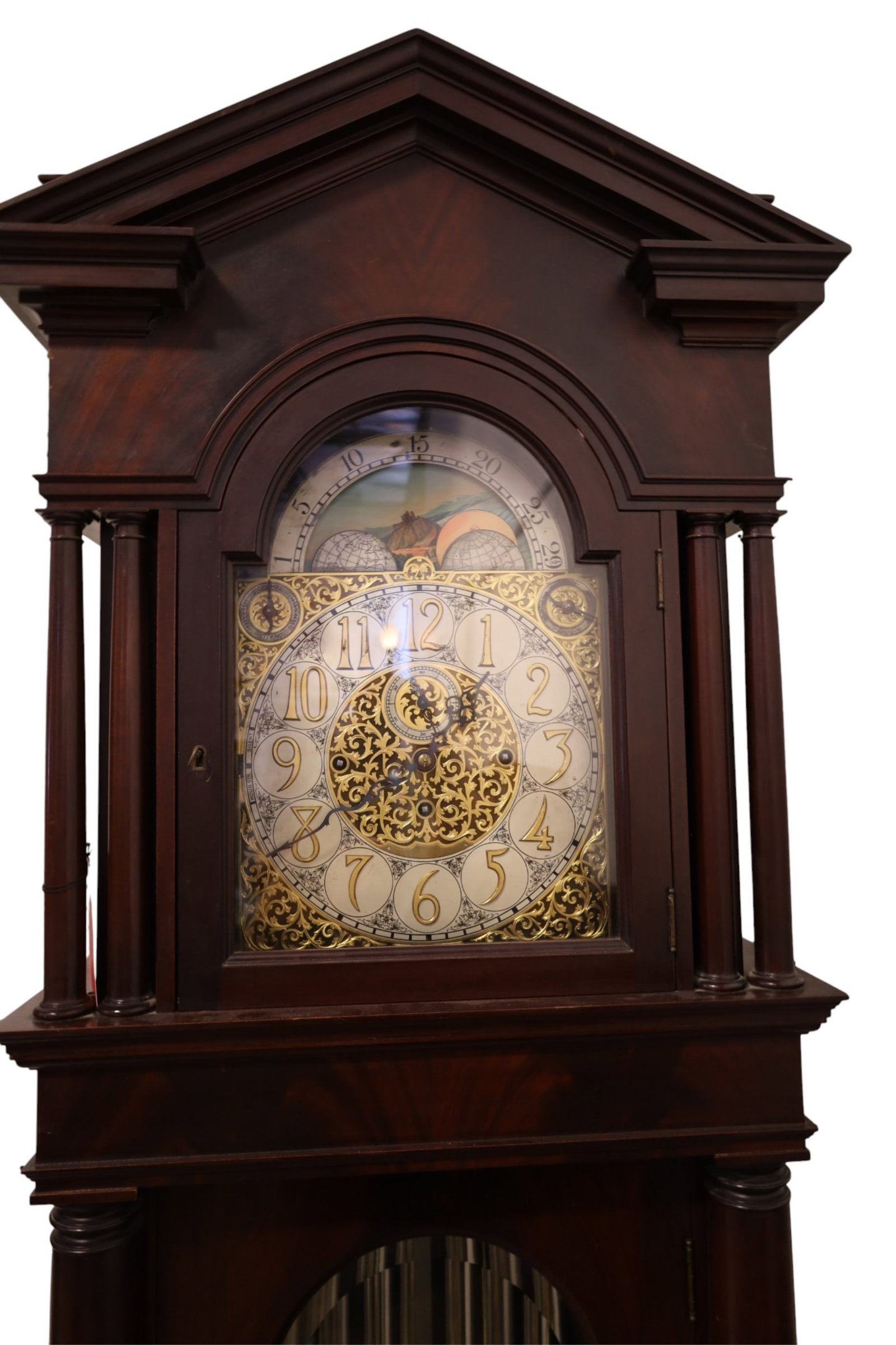 TALL CASE MAHOGANY GRANDFATHER CLOCK - 4