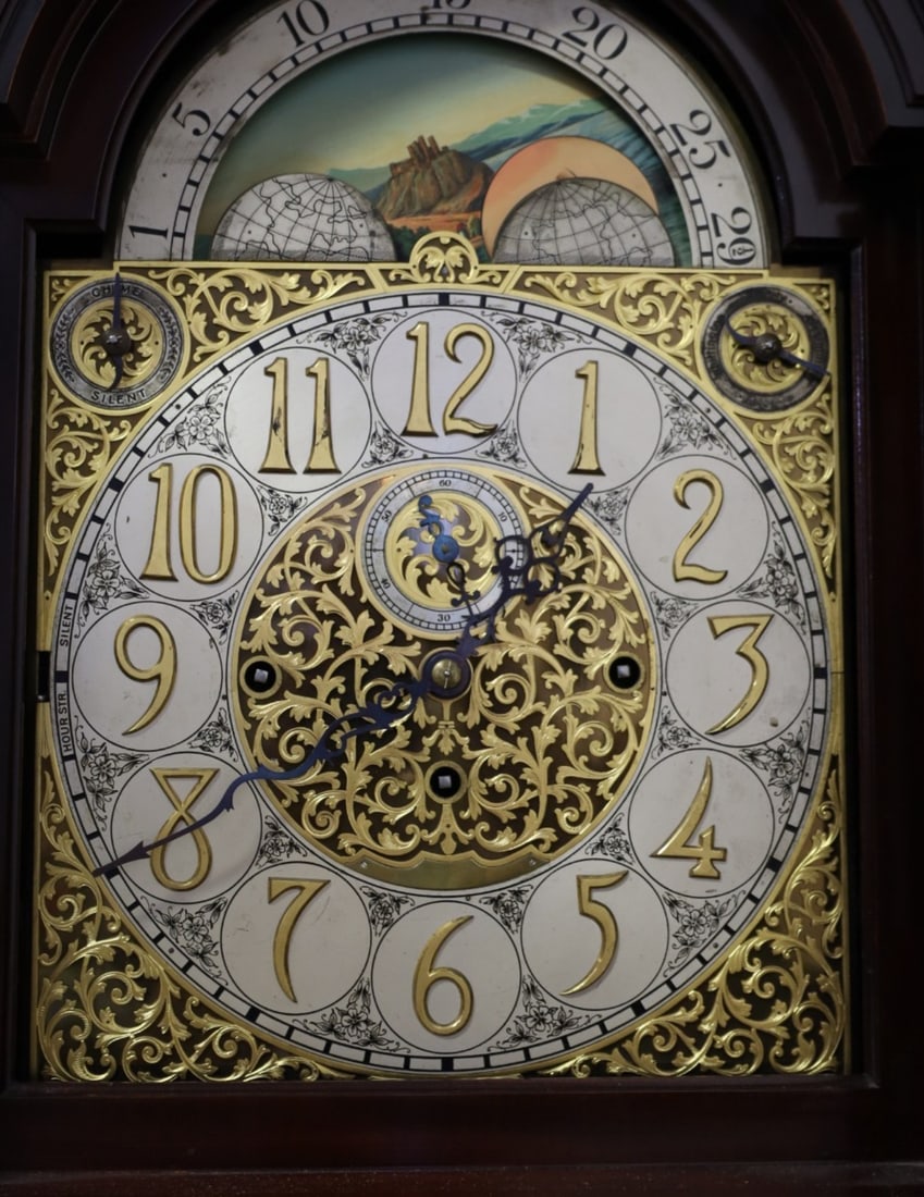 TALL CASE MAHOGANY GRANDFATHER CLOCK - 5